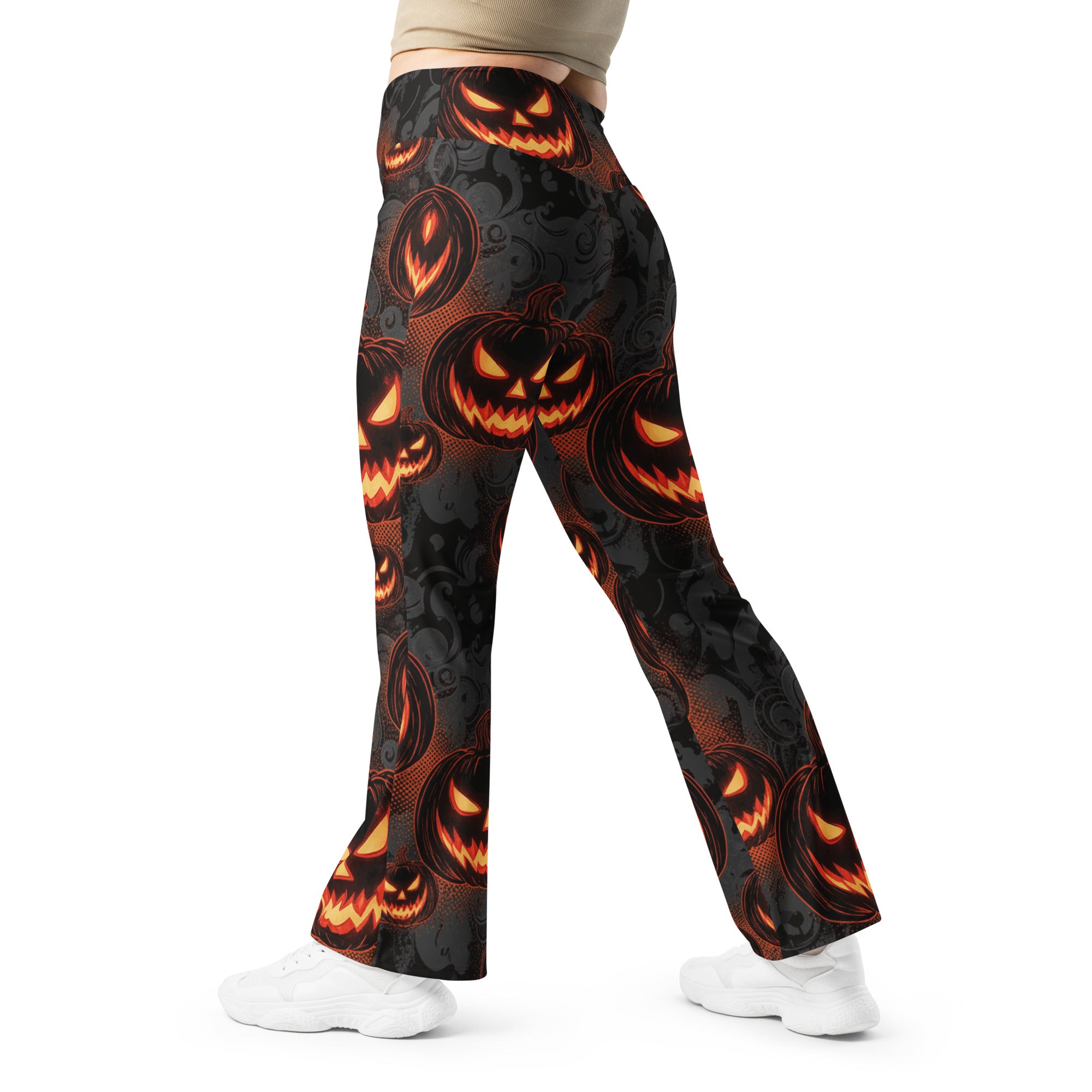 Carved Jack-o-Lantern Glow Flare Leggings | GearBunch