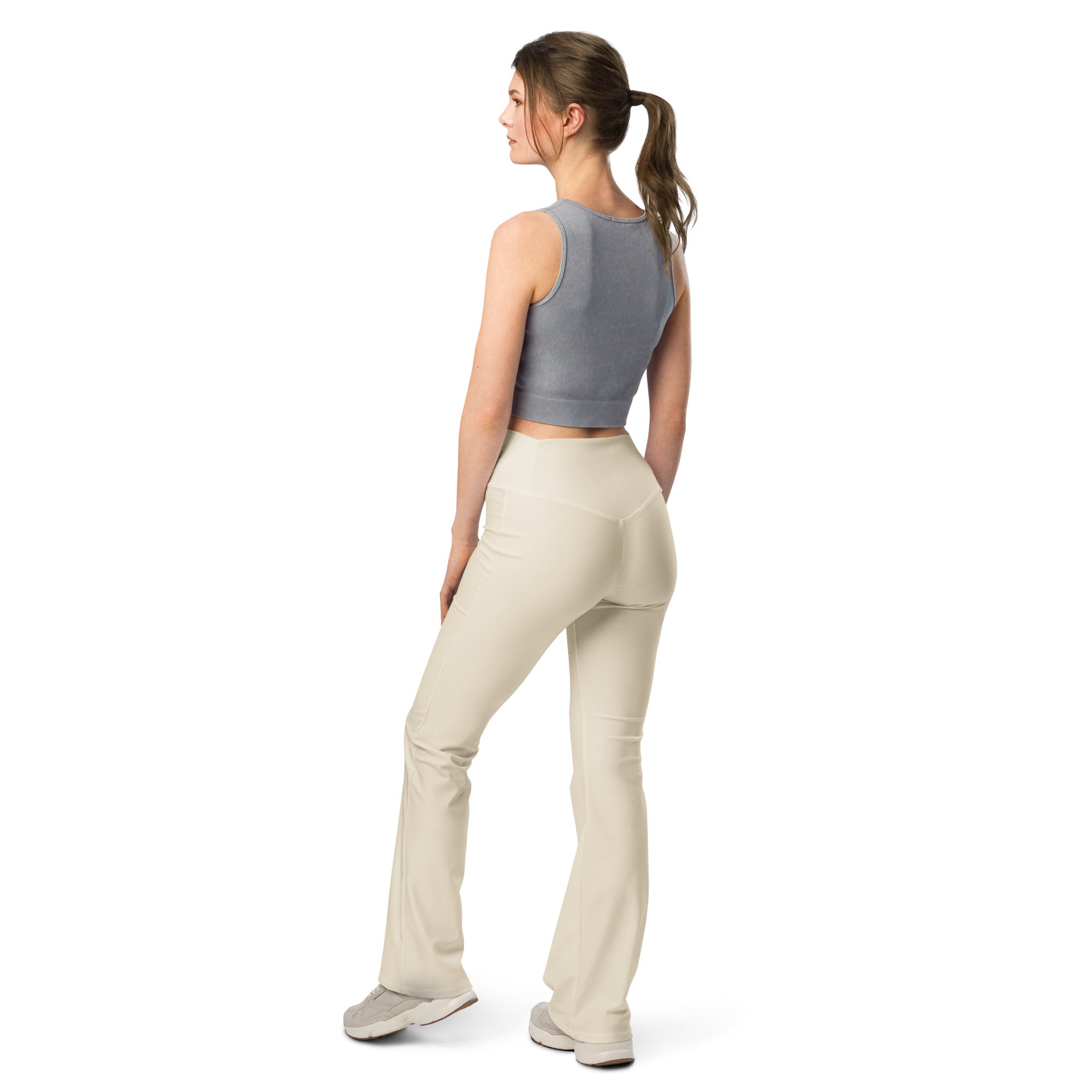 Solid Oatmeal Flare Leggings | GearBunch