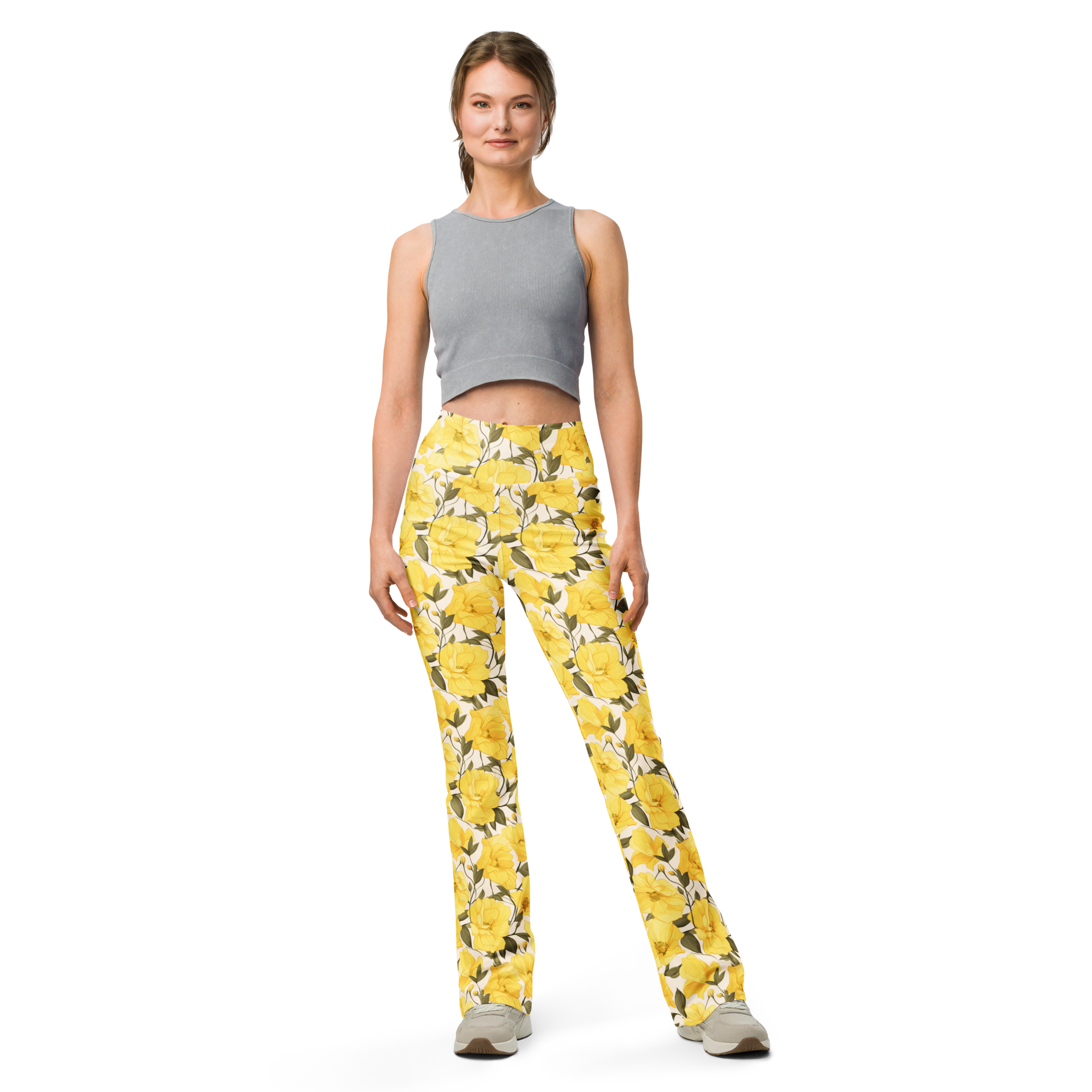 Yellow Bell Flower Flare Leggings | GearBunch