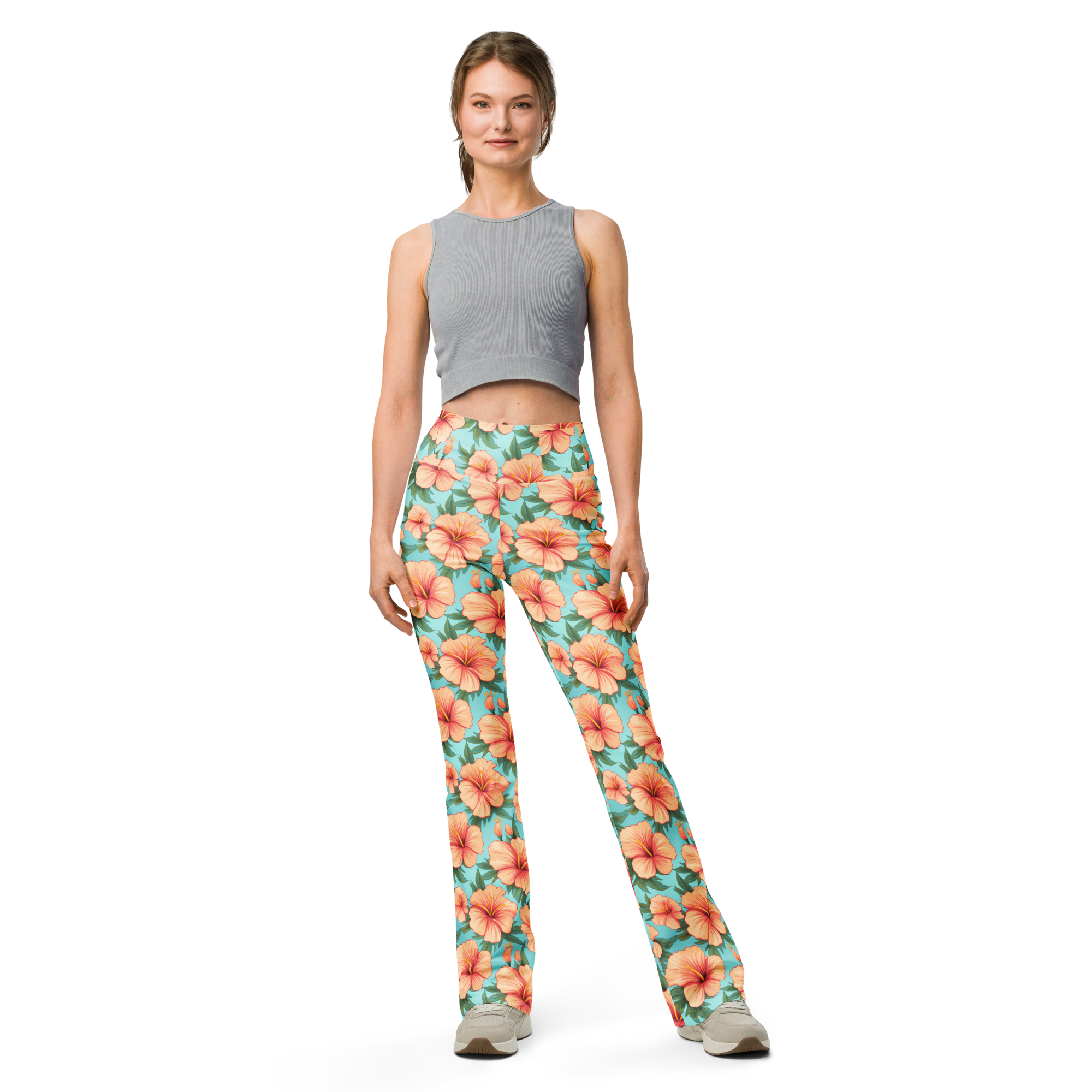 Tropical Hibiscus Flare Leggings | GearBunch