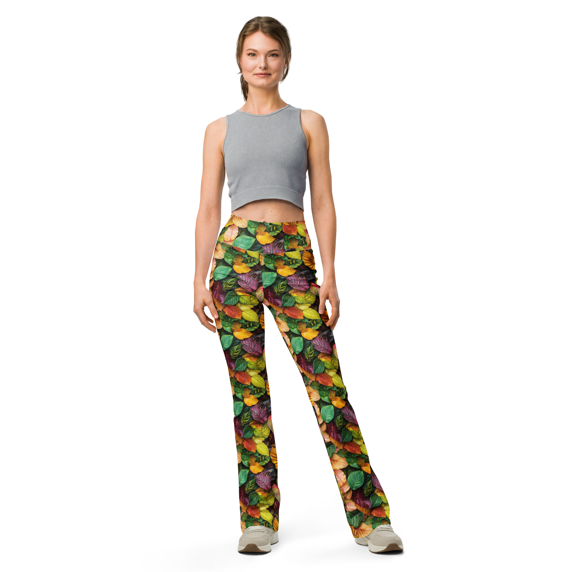Jungle Leaf Flare Leggings | GearBunch