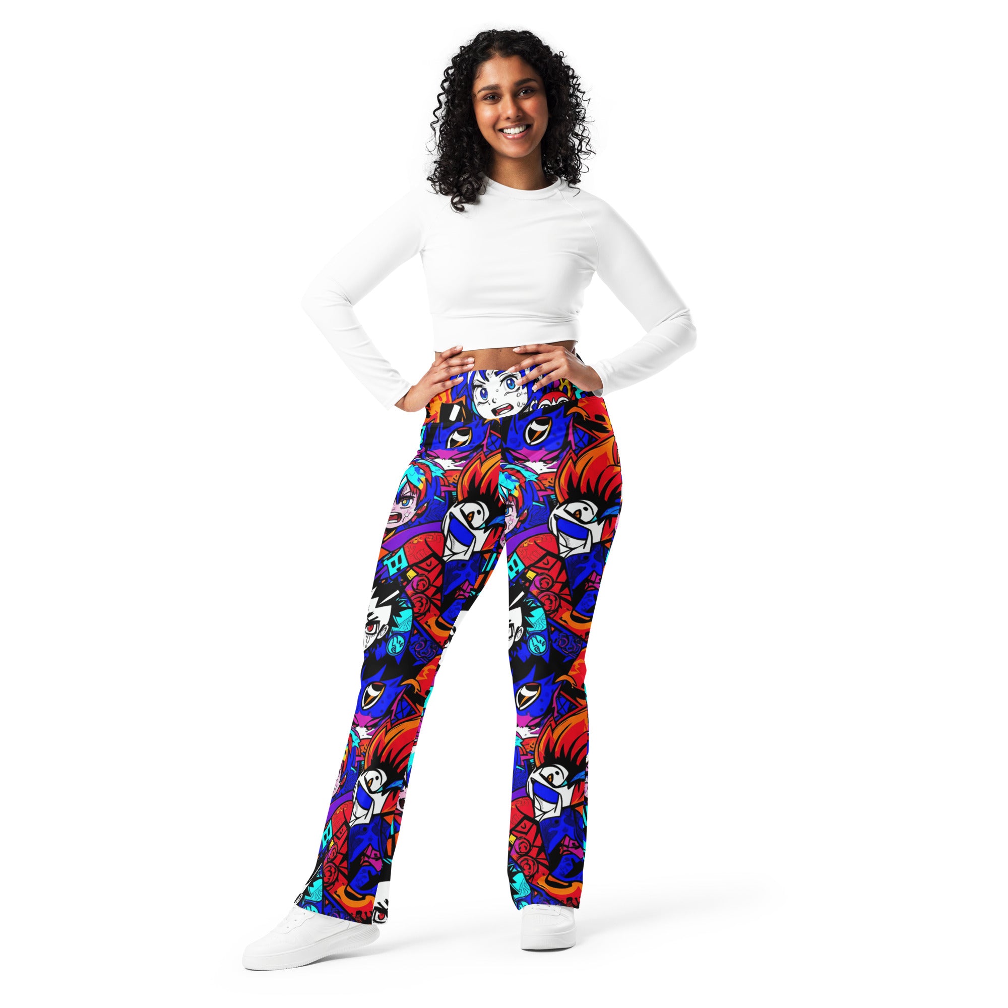 Anime Collage Dark Shonen Flare Leggings | GearBunch