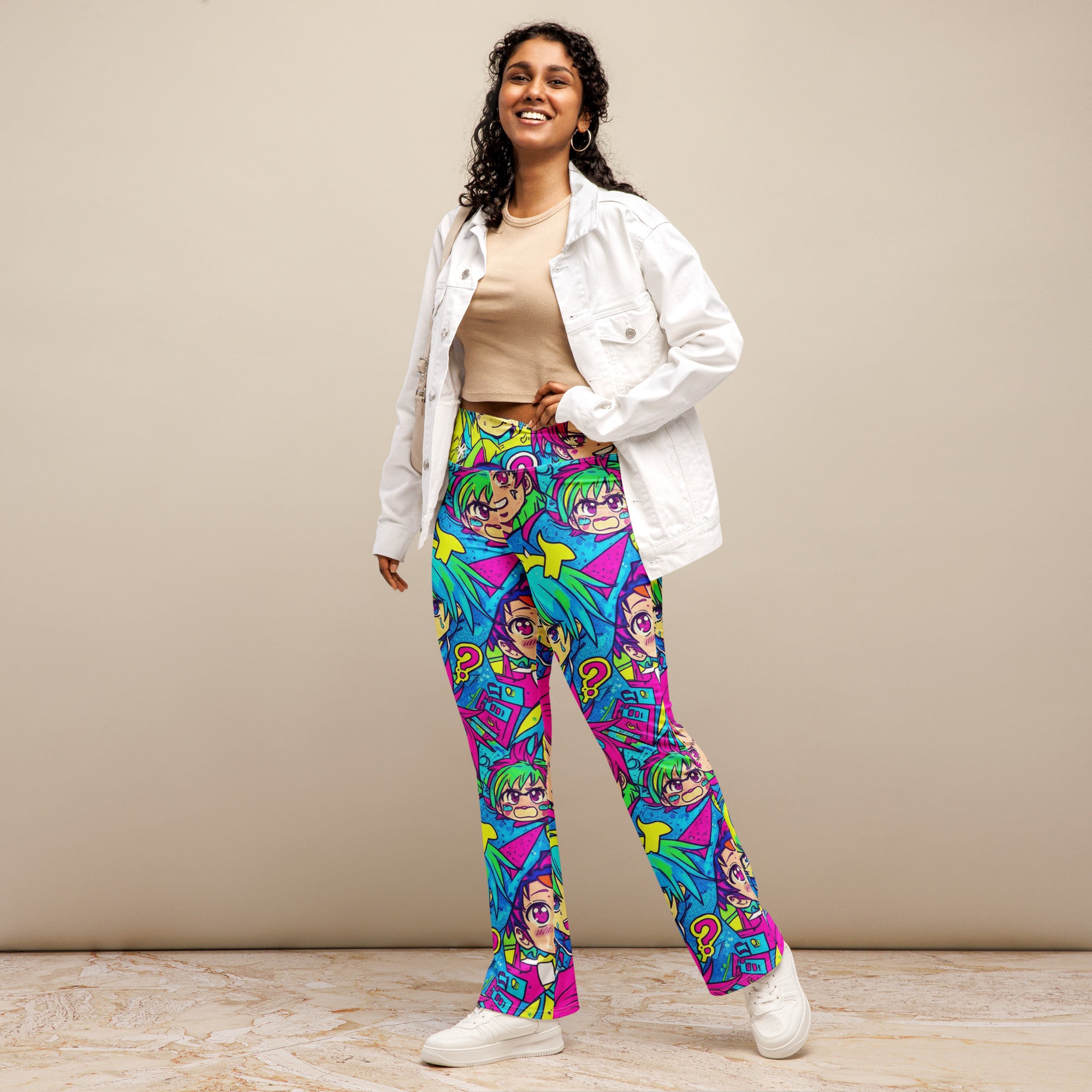 Neon Tokyo Anime Collage Flare Leggings | GearBunch