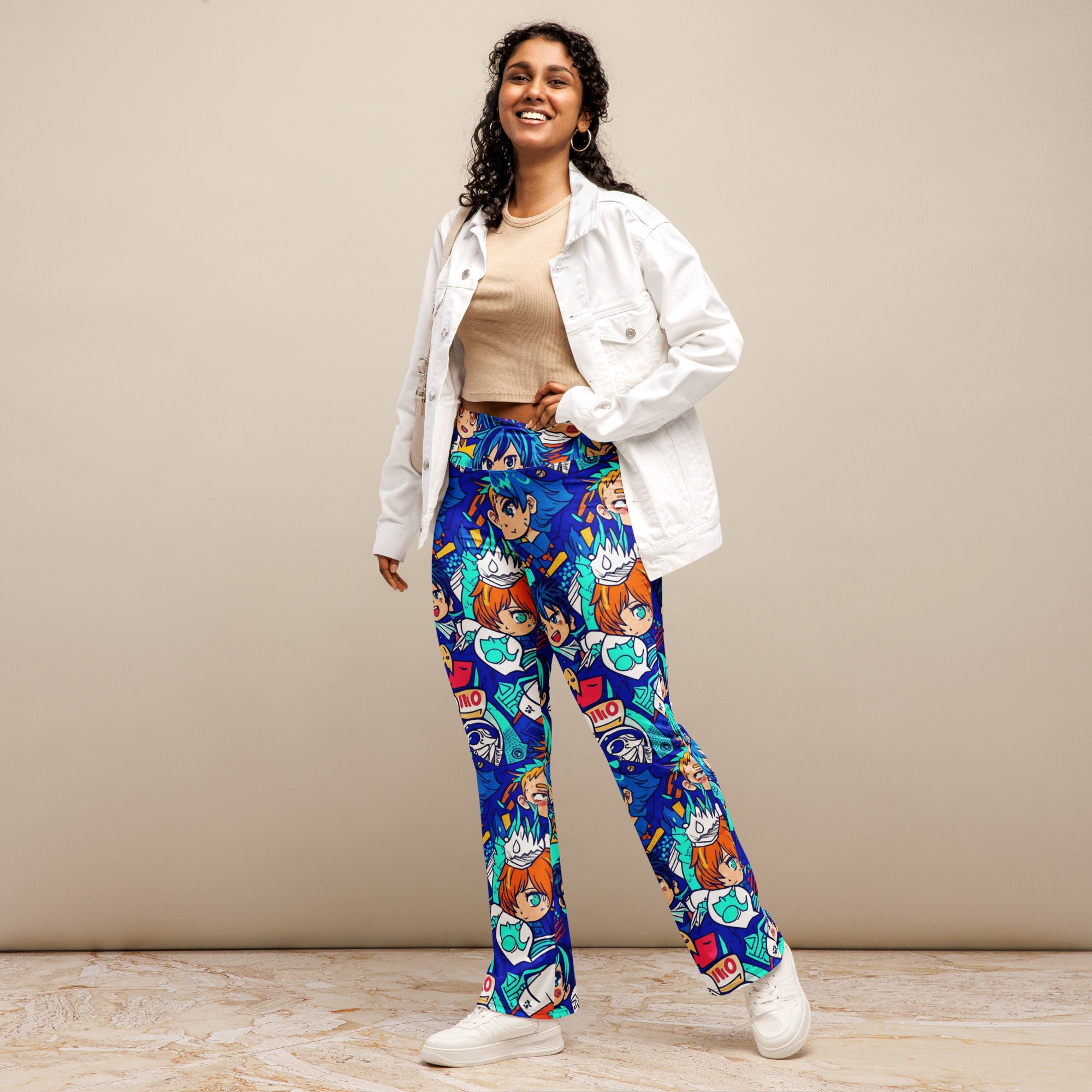 Anime Ocean Wave Flare Leggings | GearBunch