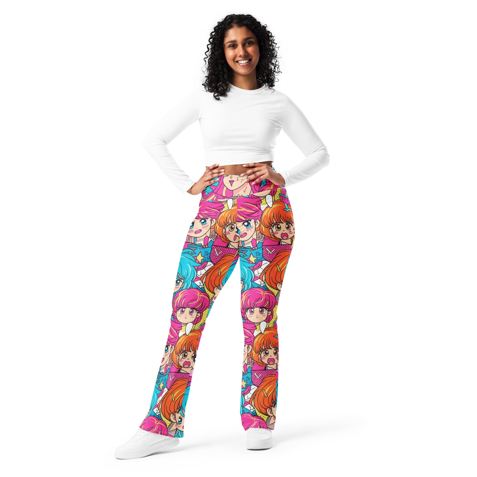 Anime Collage Retro Shojo Flare Leggings | GearBunch