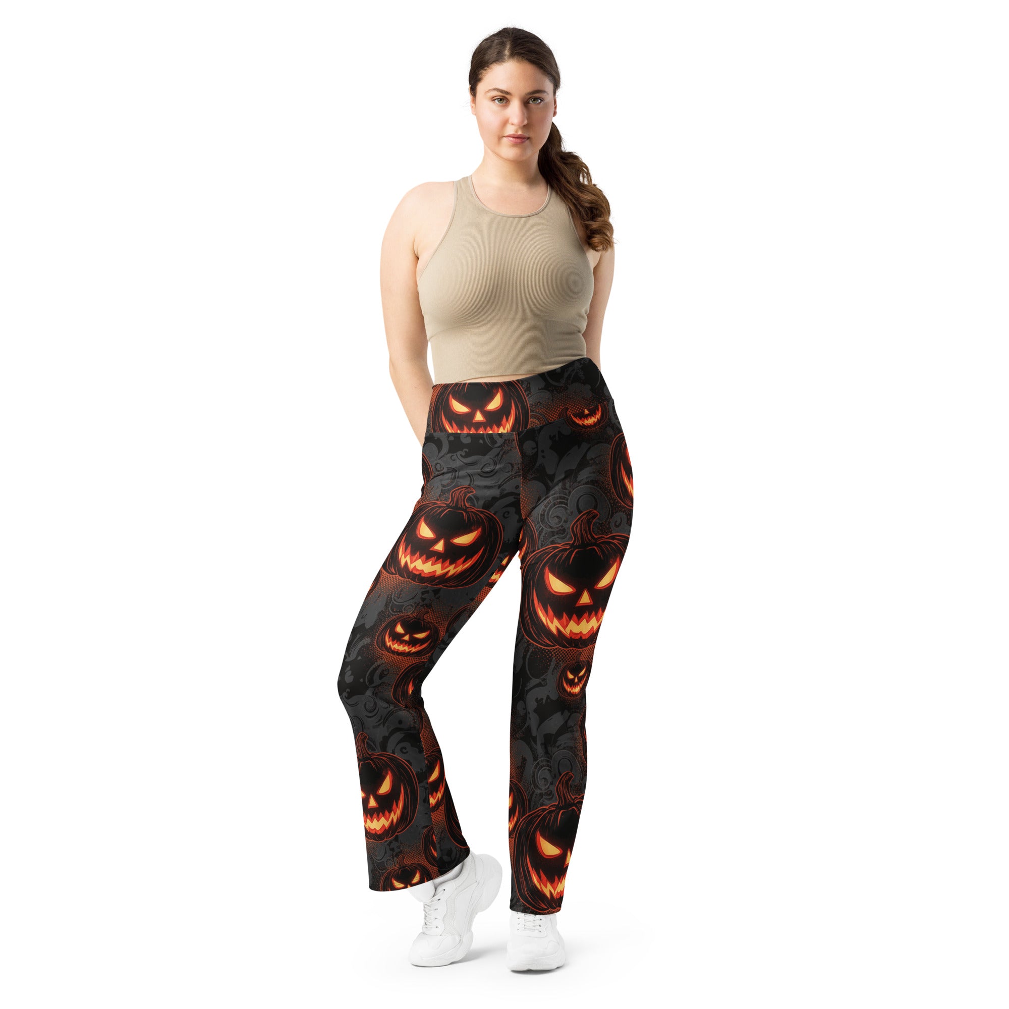 Carved Jack-o-Lantern Glow Flare Leggings | GearBunch