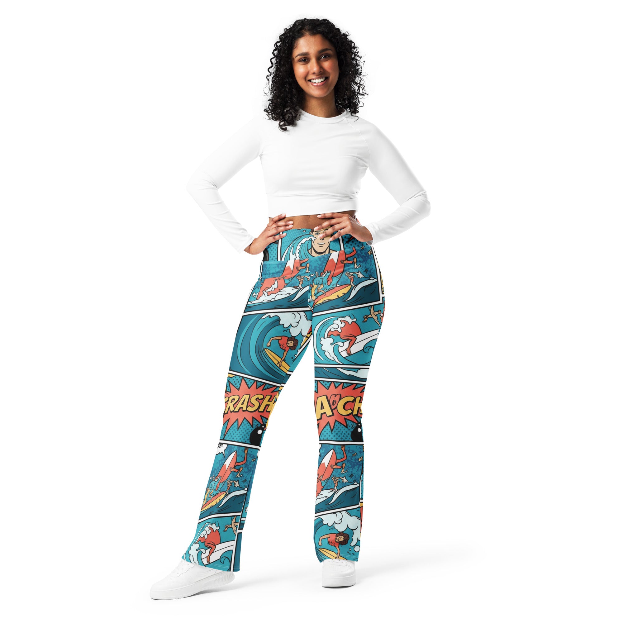 Comic Strip Surf Kapow Flare Leggings | GearBunch