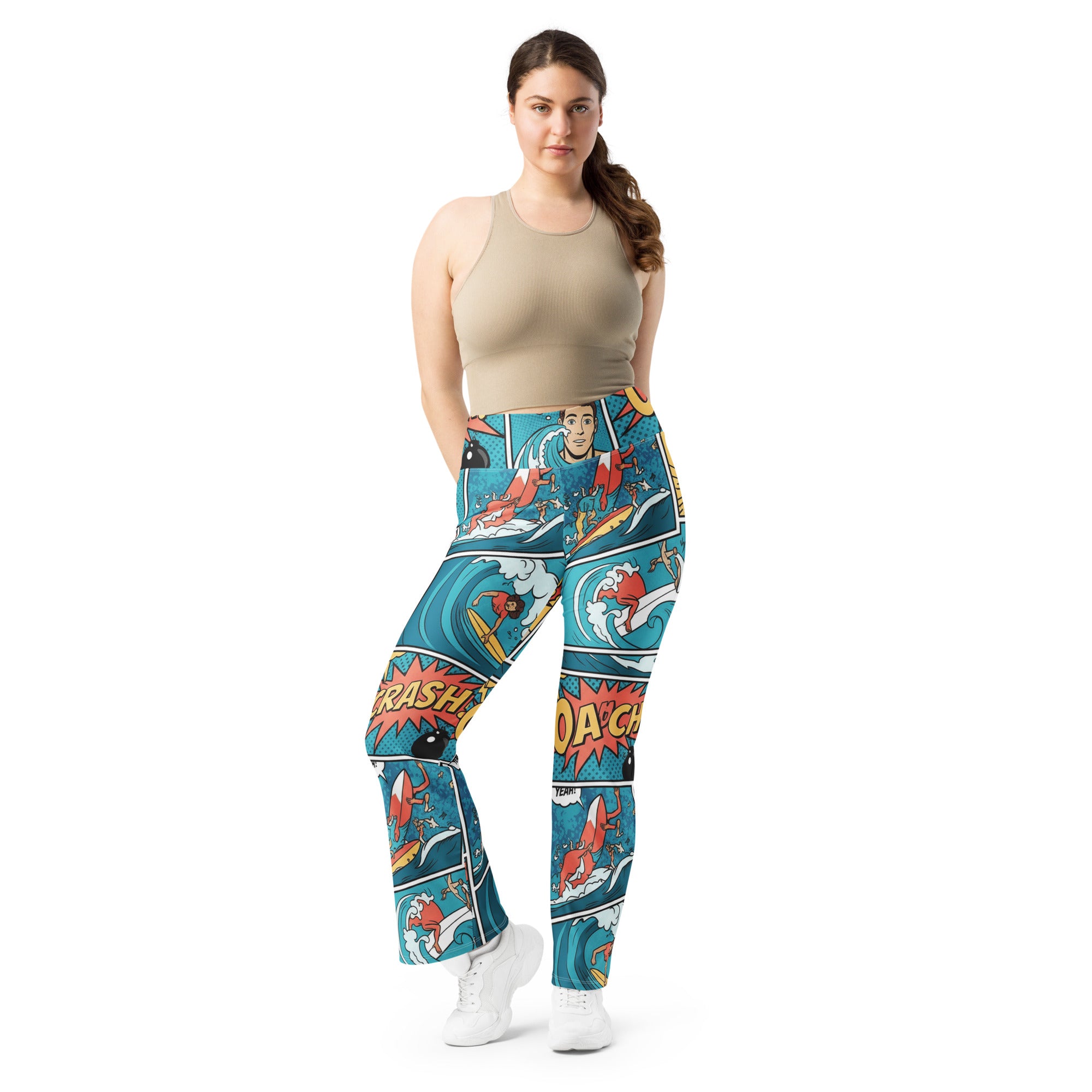 Comic Strip Surf Kapow Flare Leggings | GearBunch