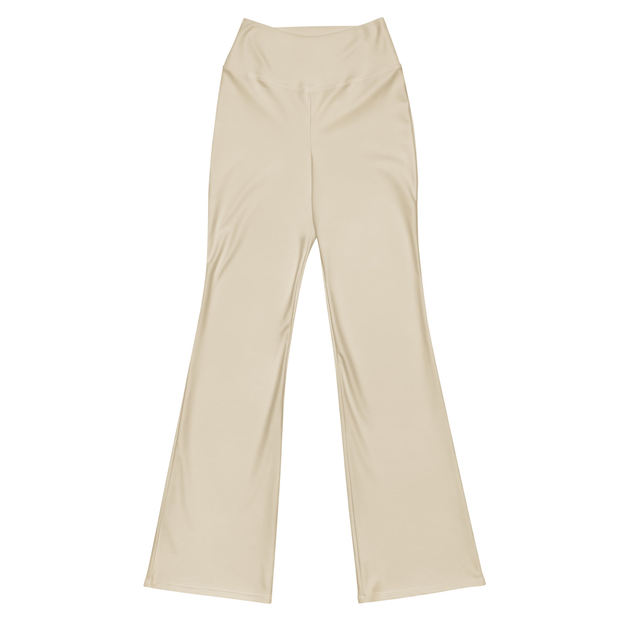 Women's solid oatmeal flare leggings side view | GearBunch flare leggings