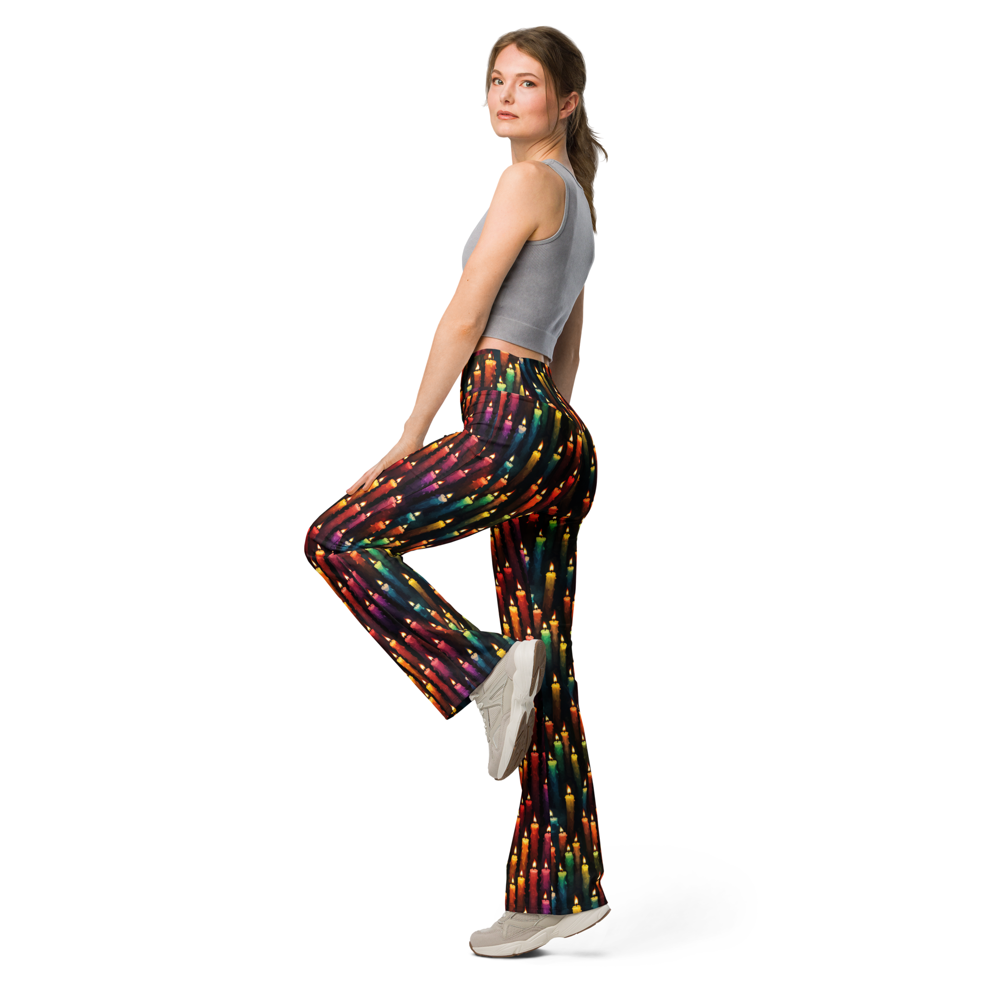 Colorful Candle Flare Leggings Left View