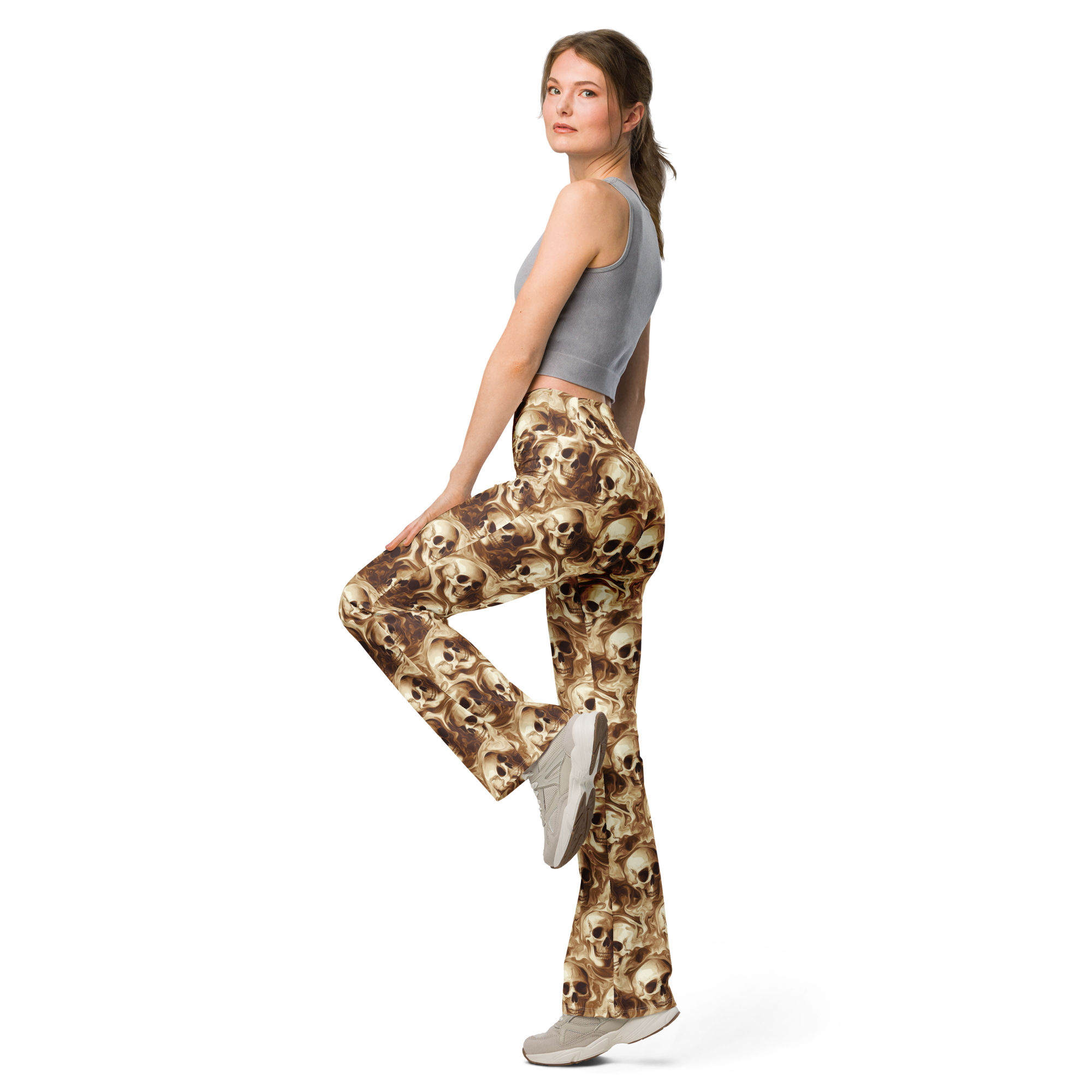 Melting Skull Flare Leggings Left View