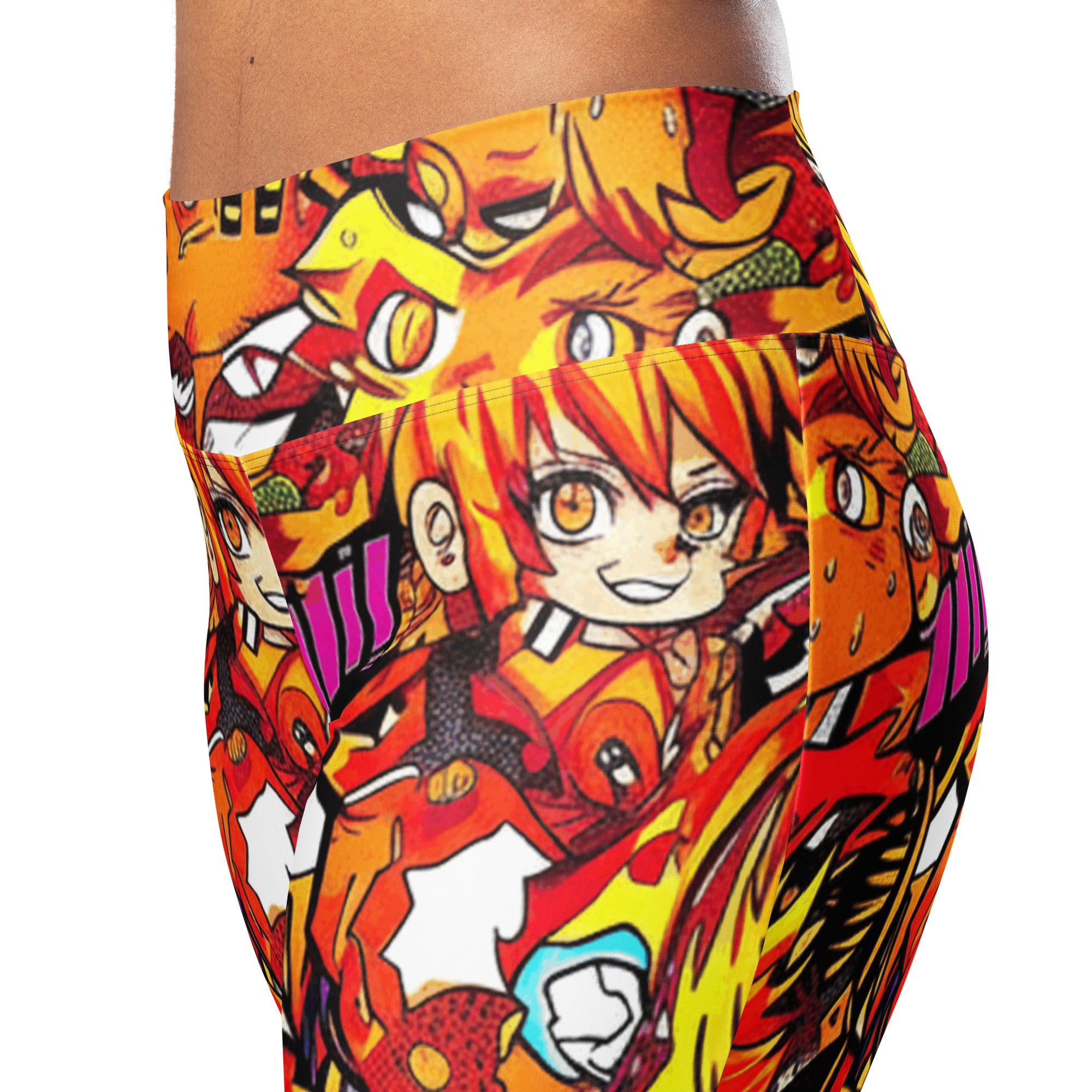 Anime Collage Fire Spirit Flare Leggings | GearBunch