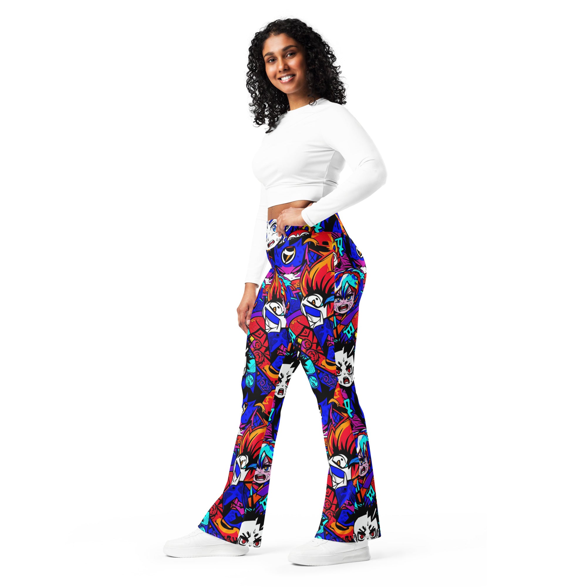 Anime Collage Dark Shonen Flare Leggings | GearBunch