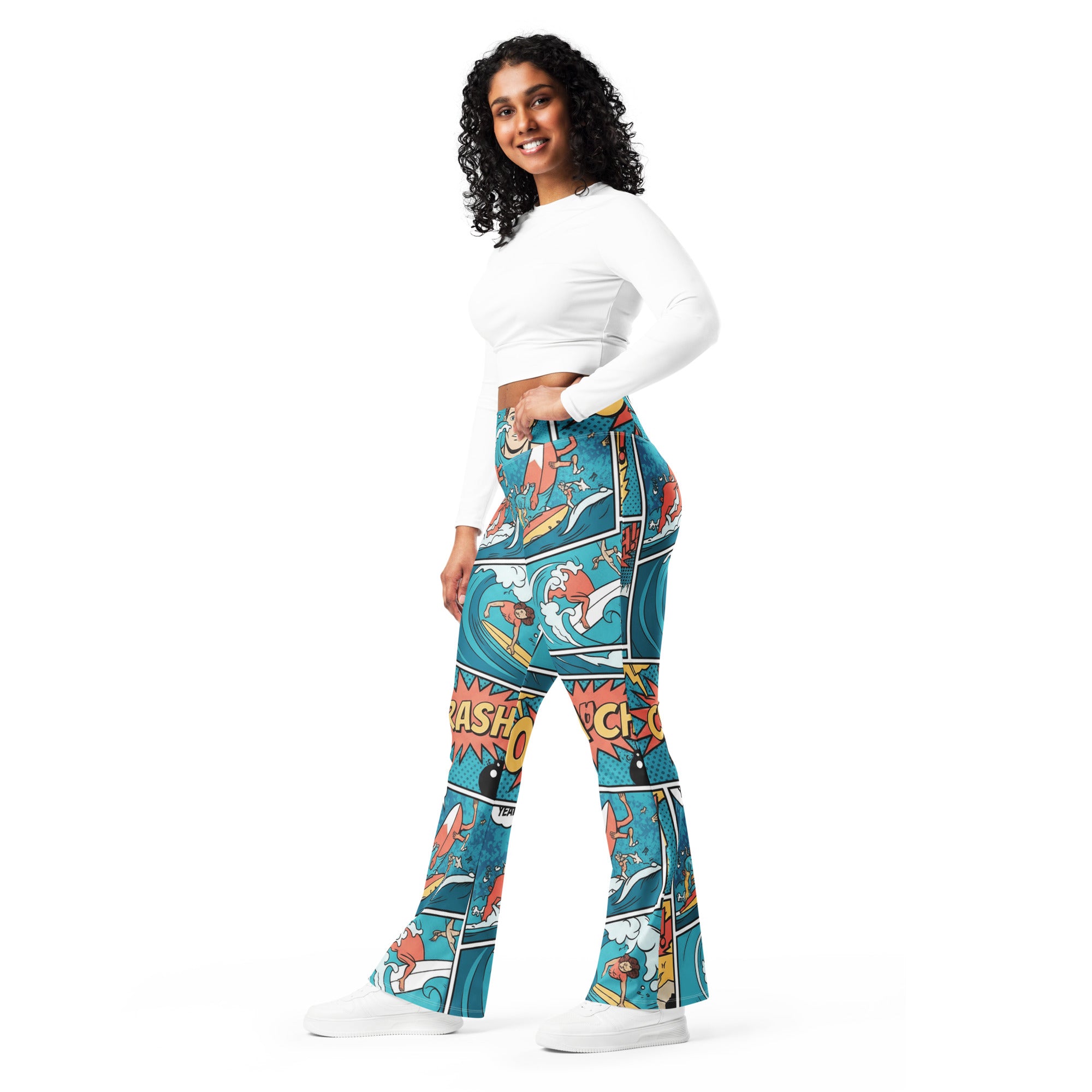 Comic Strip Surf Kapow Flare Leggings | GearBunch