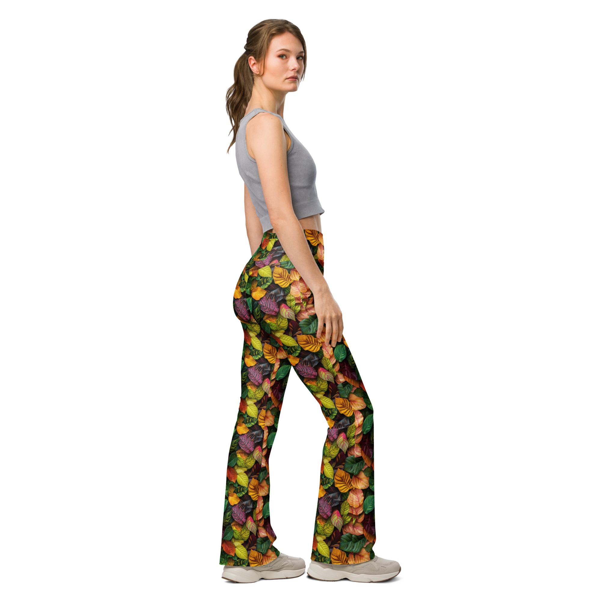 Jungle Leaf Flare Leggings | GearBunch