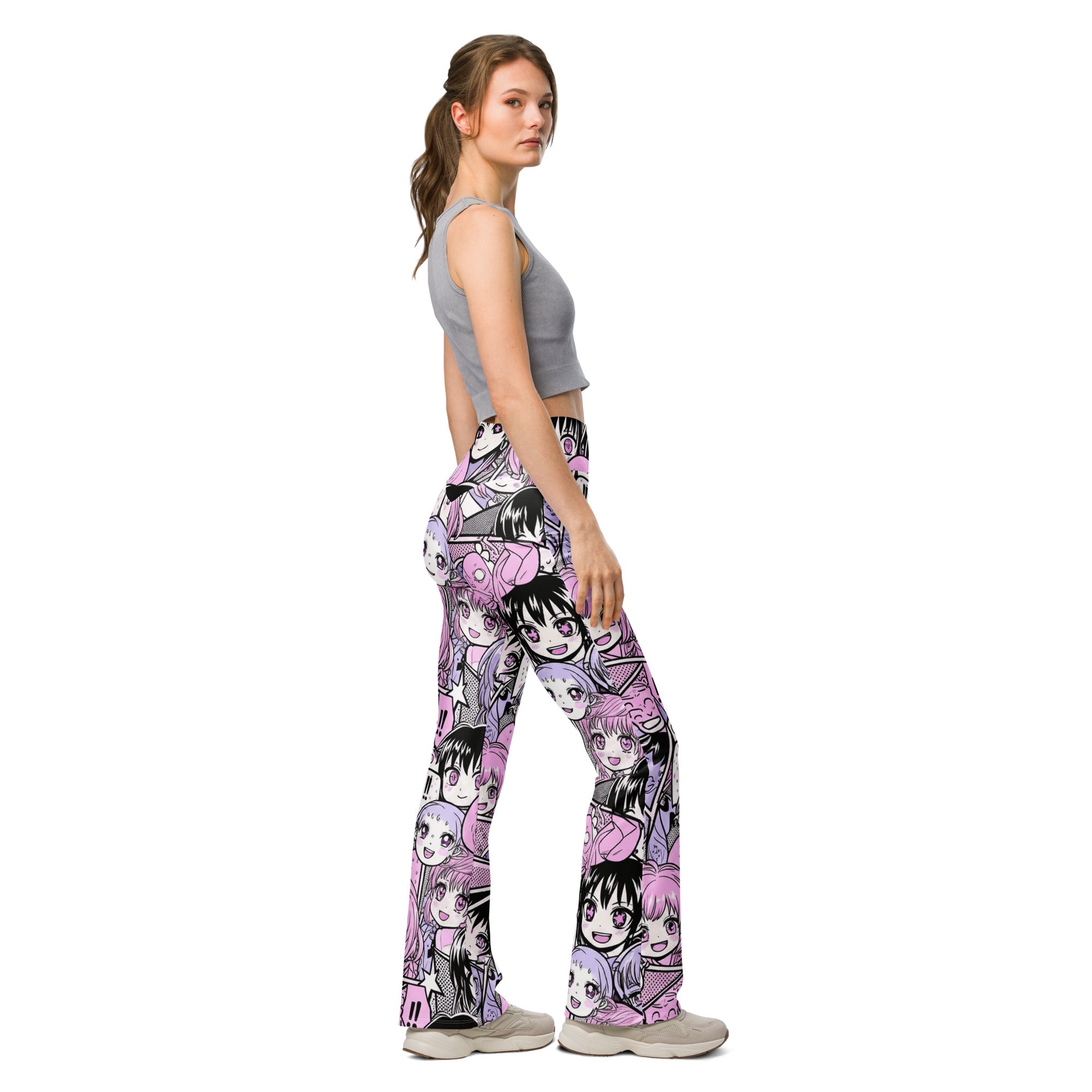 Anime Collage Kawaii Goth Flare Leggings | GearBunch
