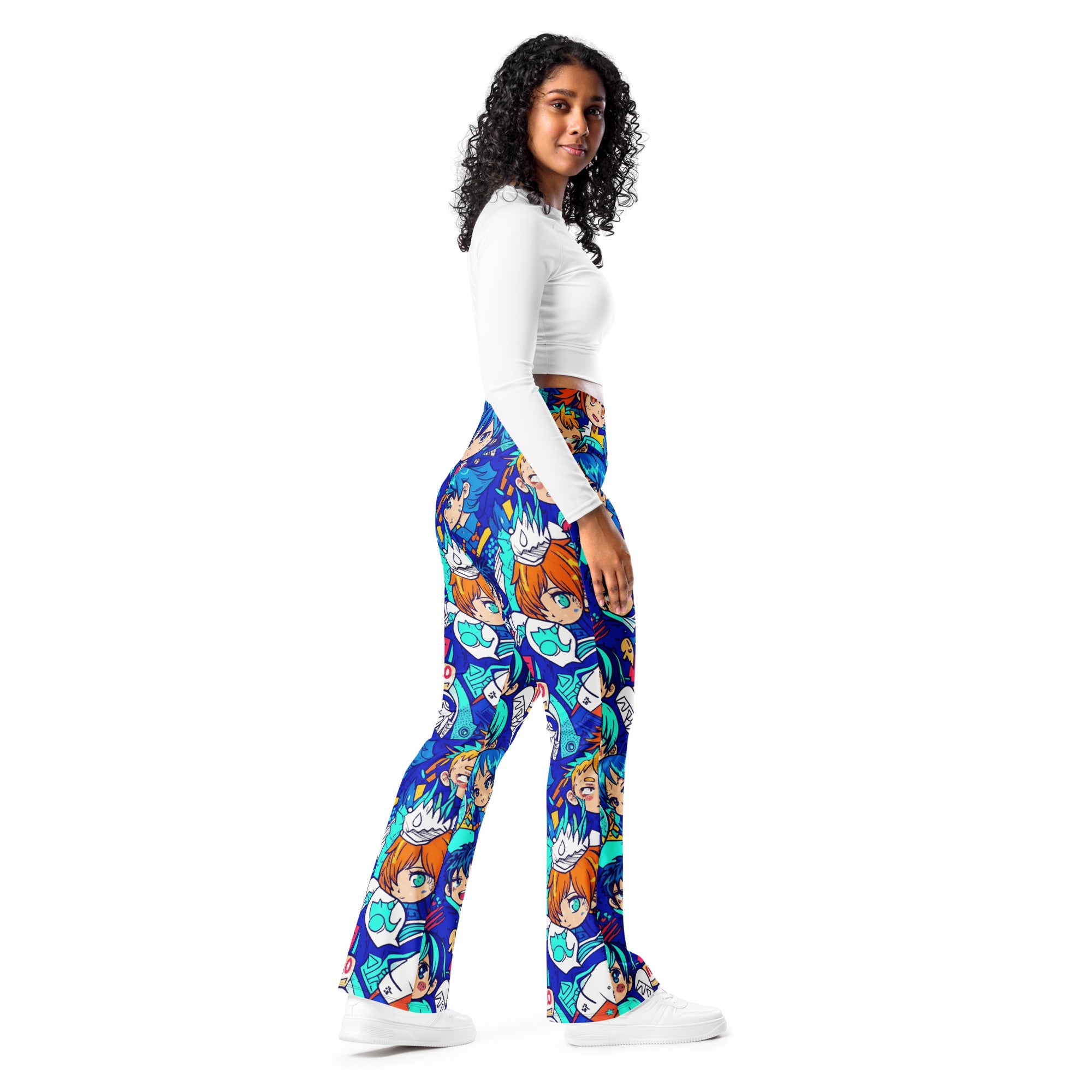 Anime Ocean Wave Flare Leggings | GearBunch