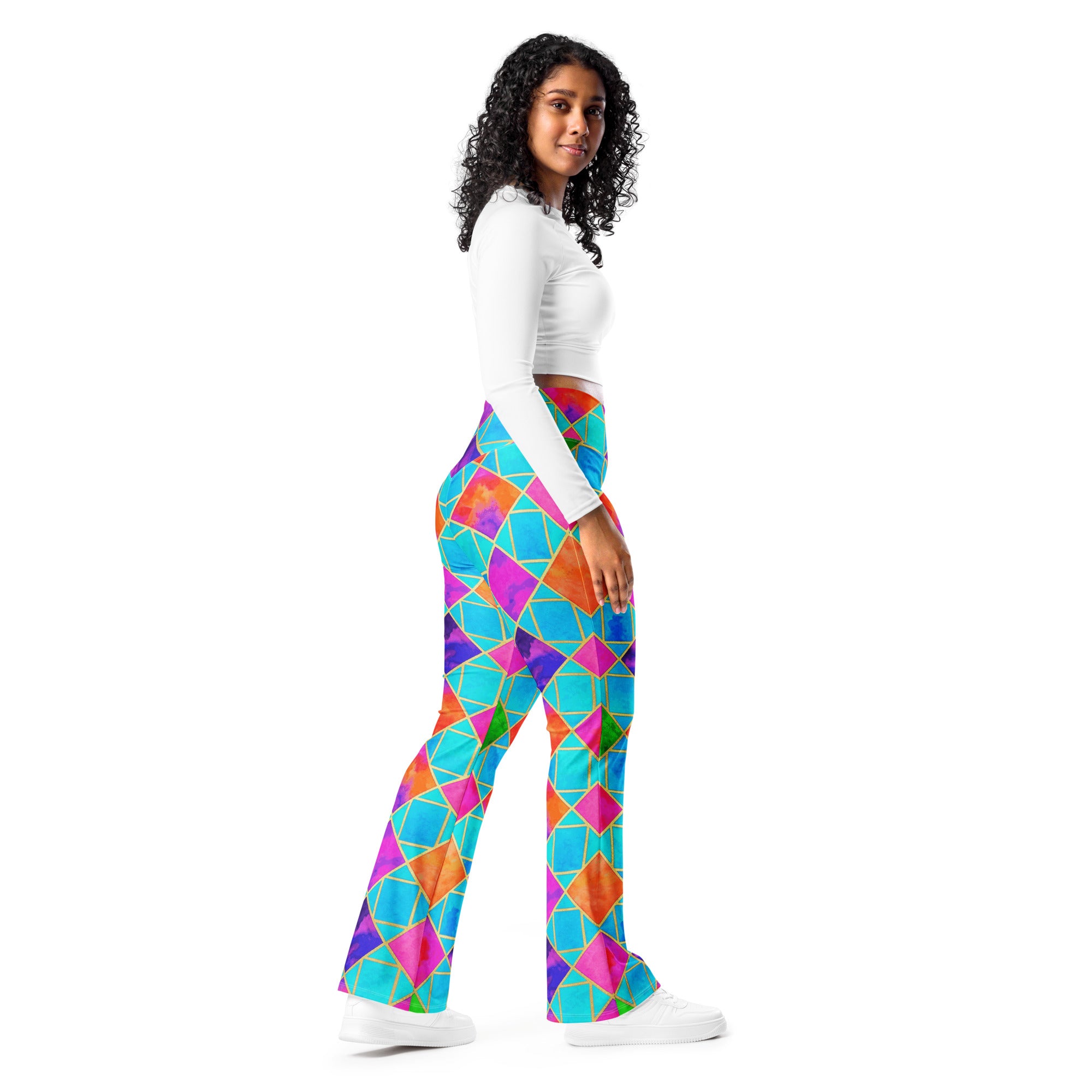 Arabic Watercolour Festival Flare Leggings | GearBunch