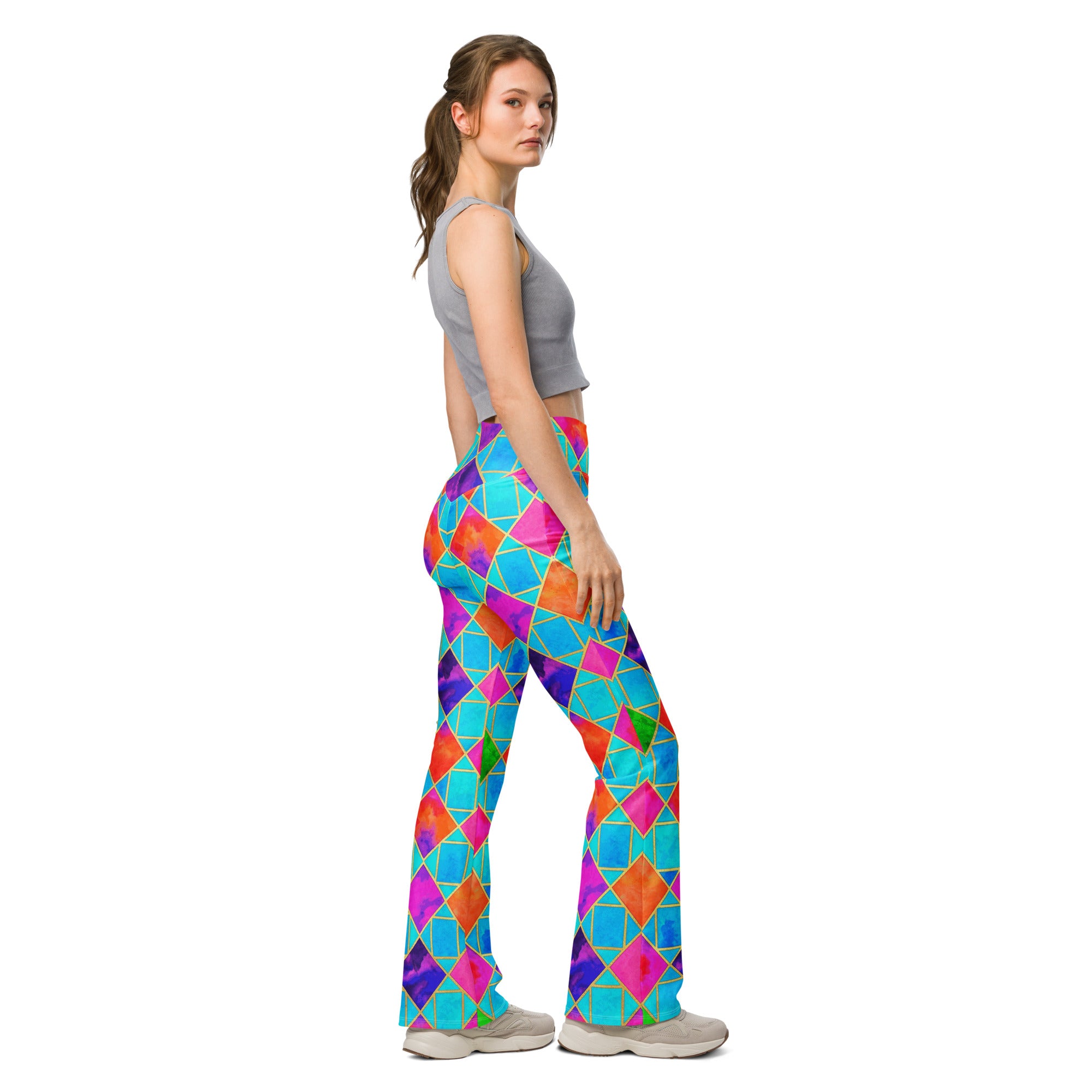 Arabic Watercolour Festival Flare Leggings | GearBunch