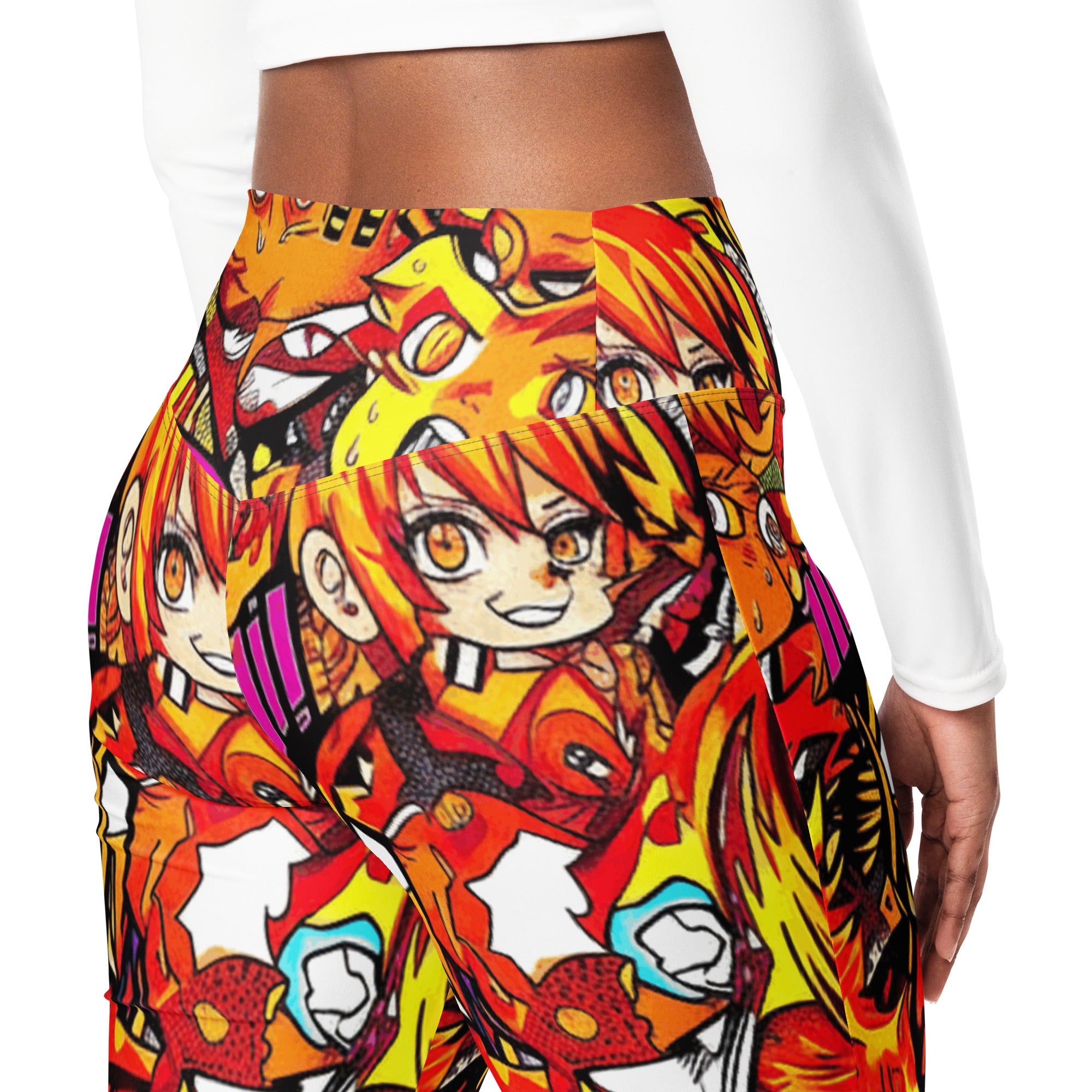 Anime Collage Fire Spirit Flare Leggings | GearBunch