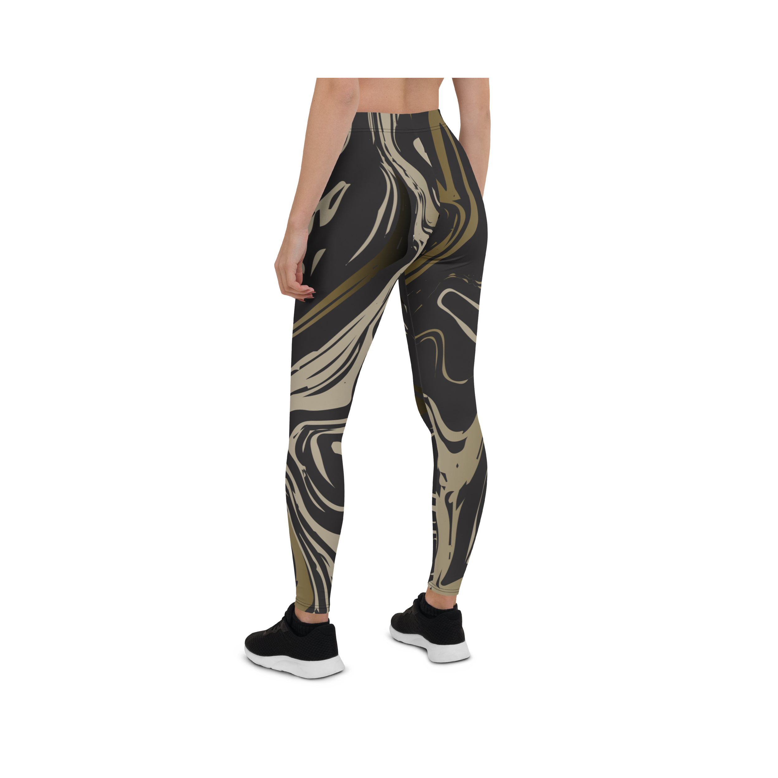 Black and Gold Marble Leggings | GearBunch