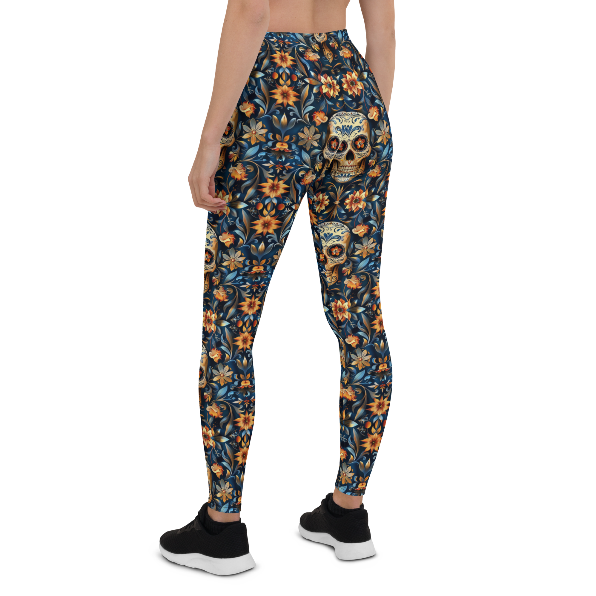 Festival Blue Sugar Skull Leggings | GearBunch