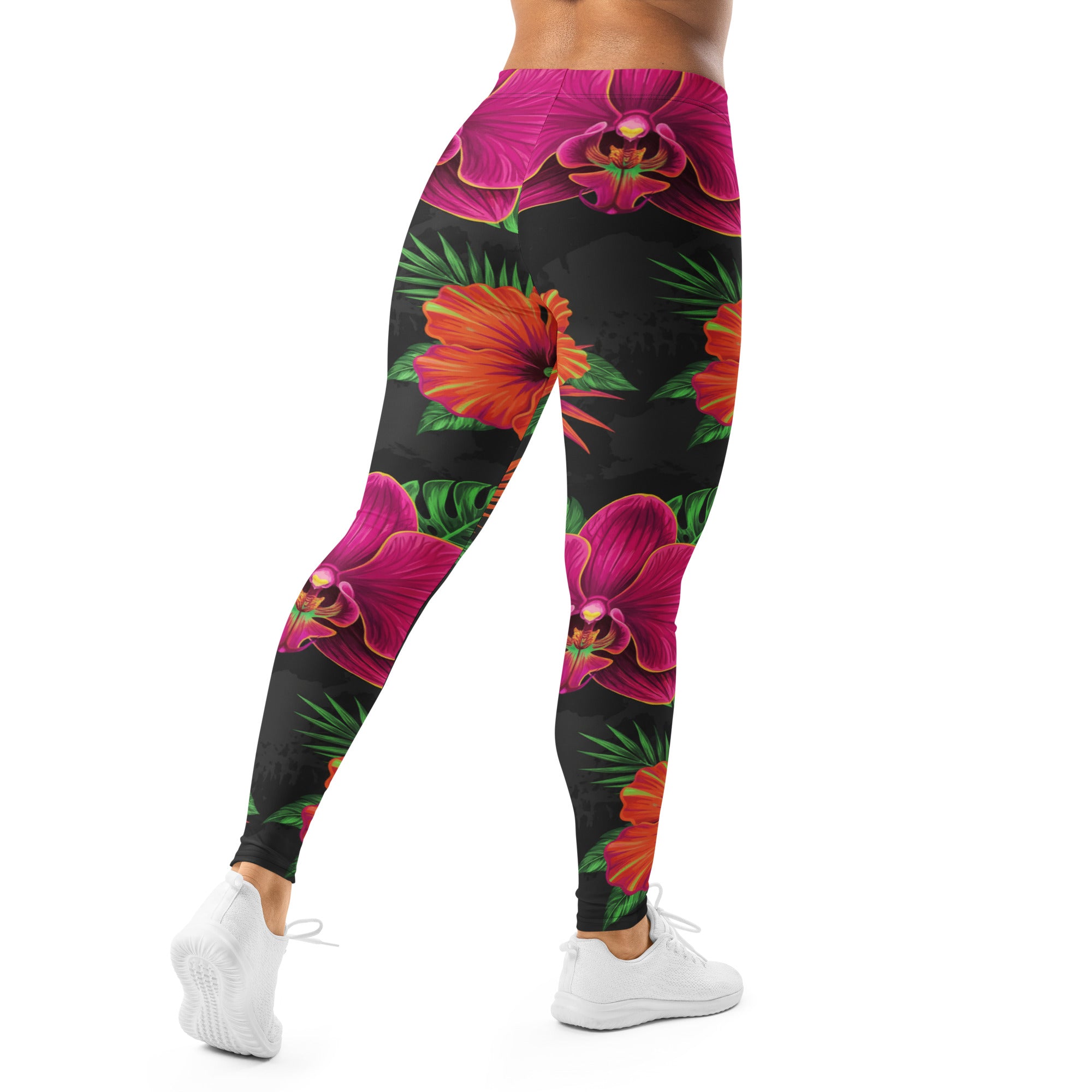 Neon Tropical Flowers Leggings | GearBunch