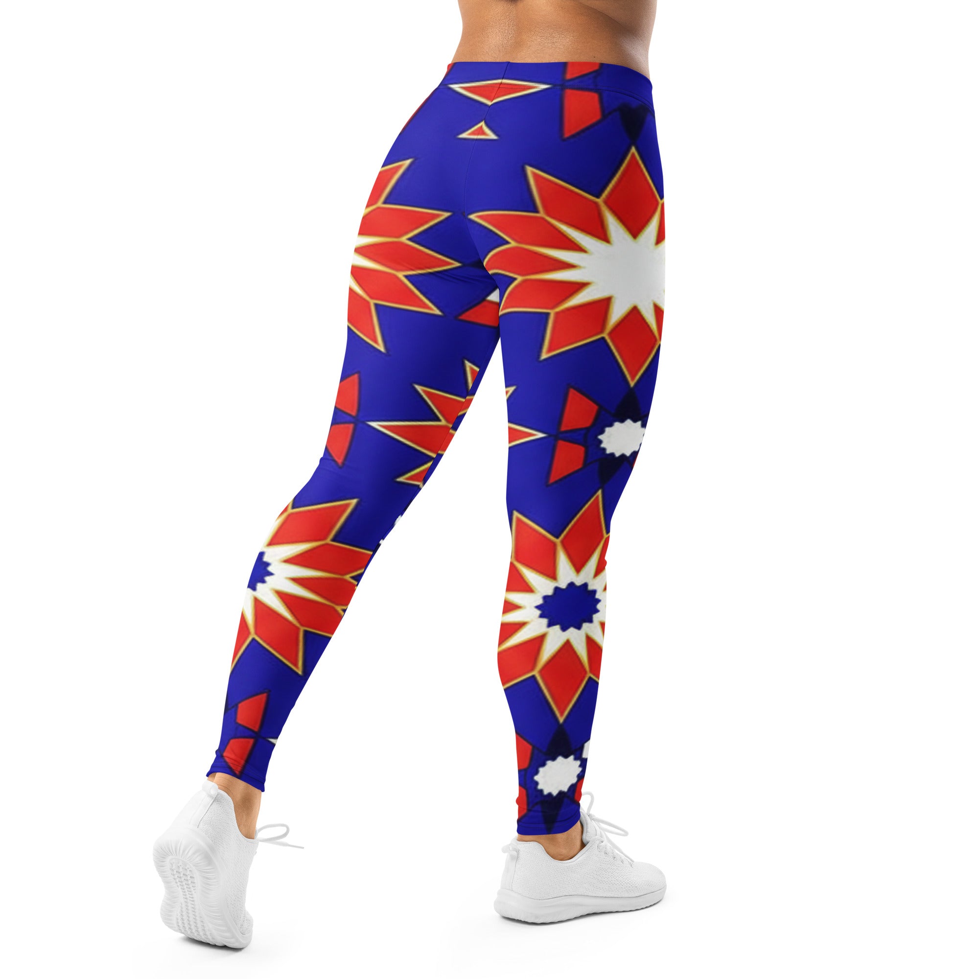 Women's zellige sapphire ruby printed leggings front view