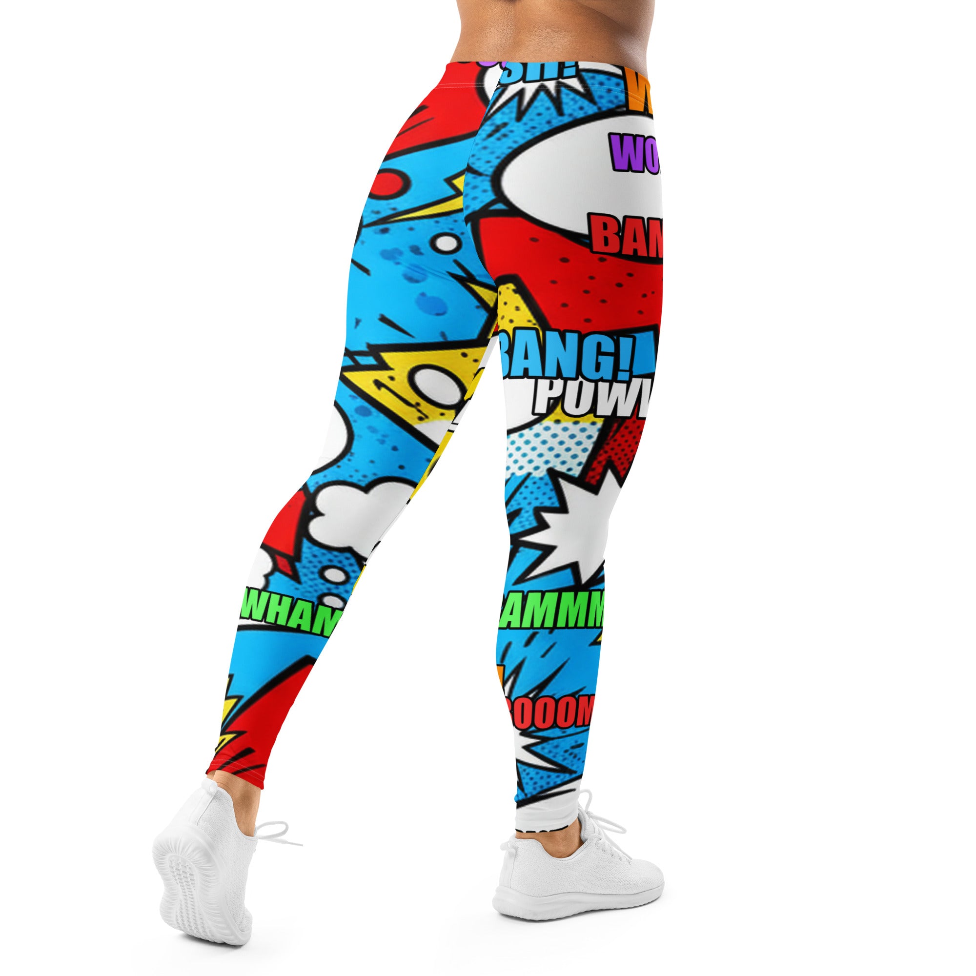Comic Pop Electric Blue Leggings | GearBunch