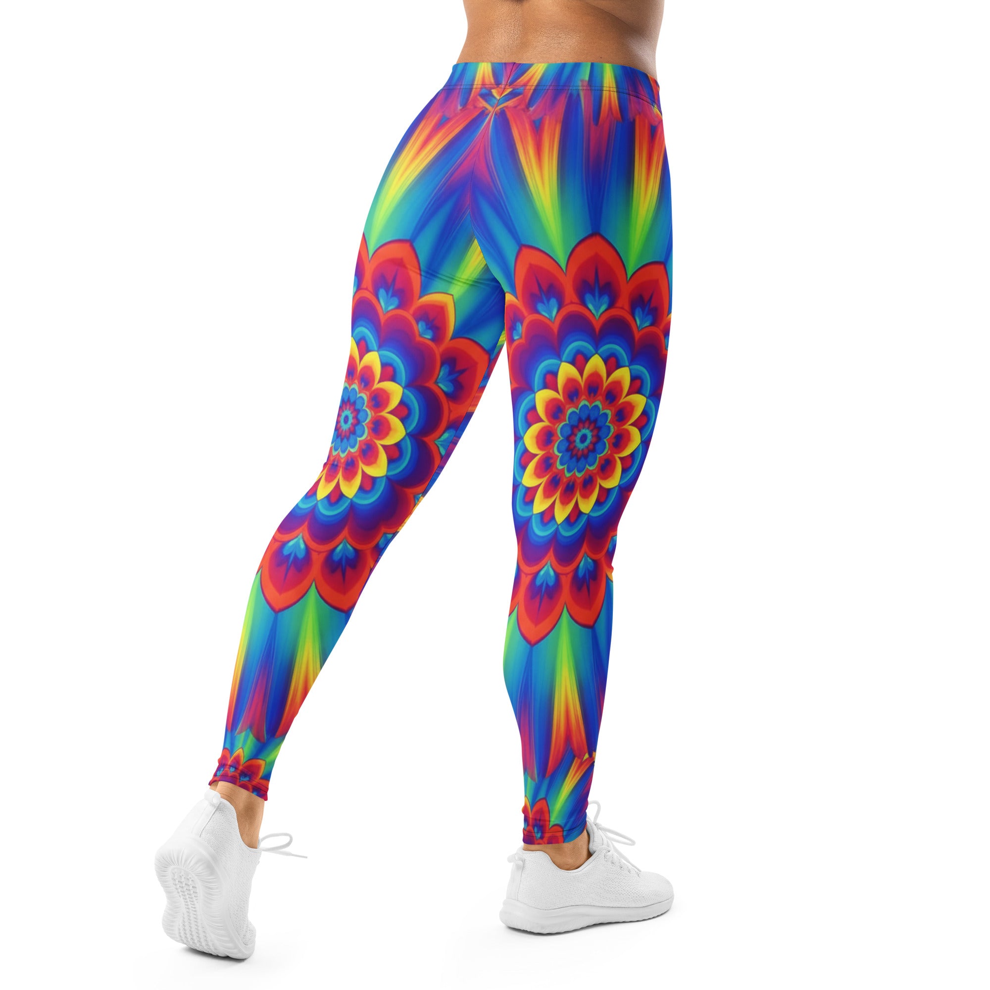 Psychedelic Neon Rainbow Burst Leggings | GearBunch