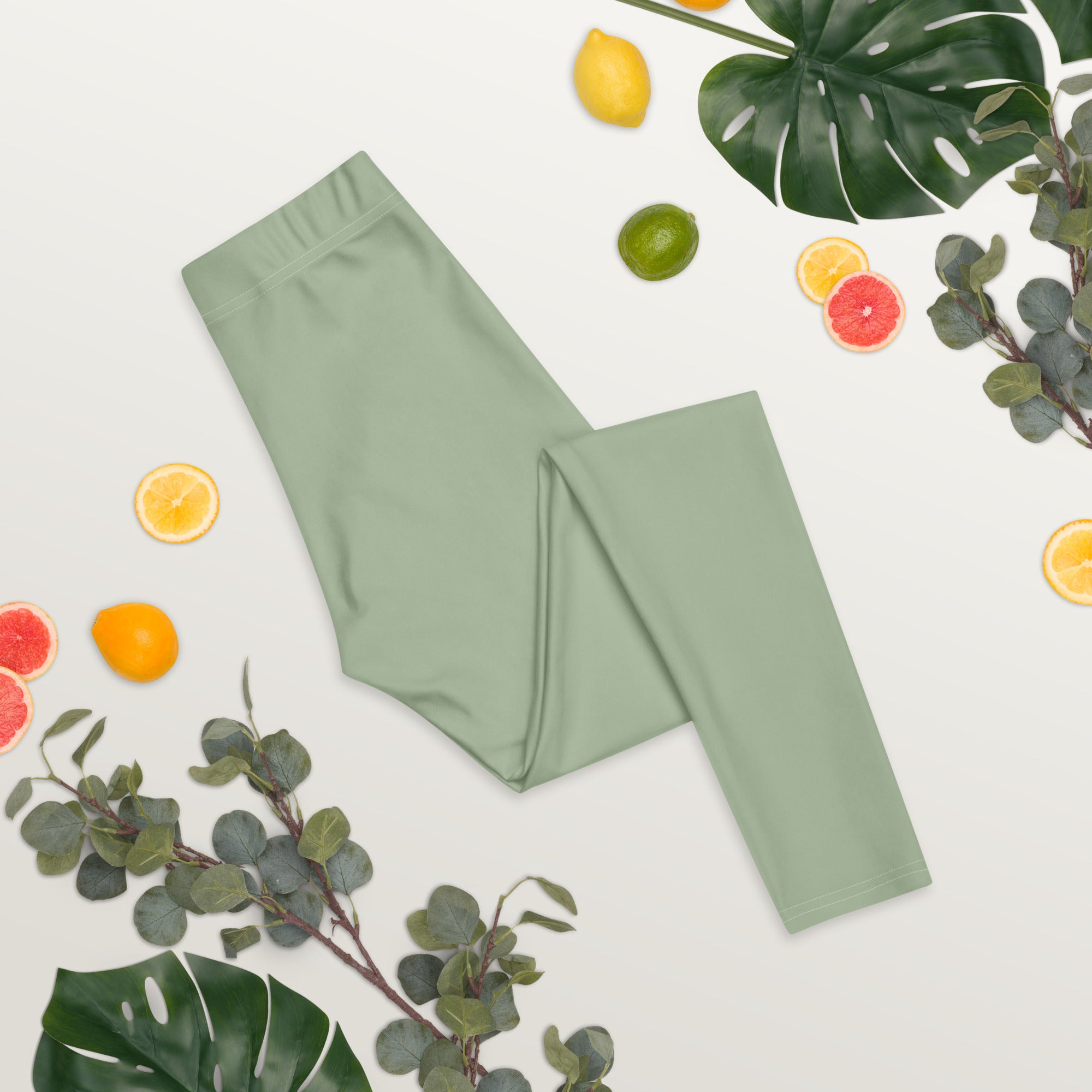 Solid Soft Sage Green Kids Leggings | GearBunch