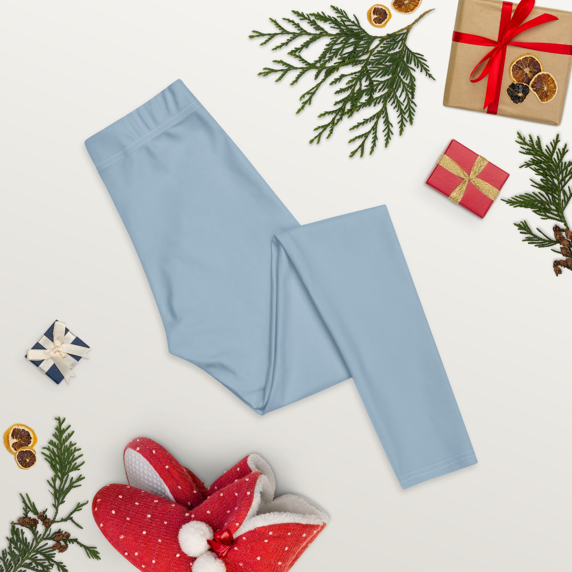 Solid Dusty Chambray Blue Kids Leggings | GearBunch