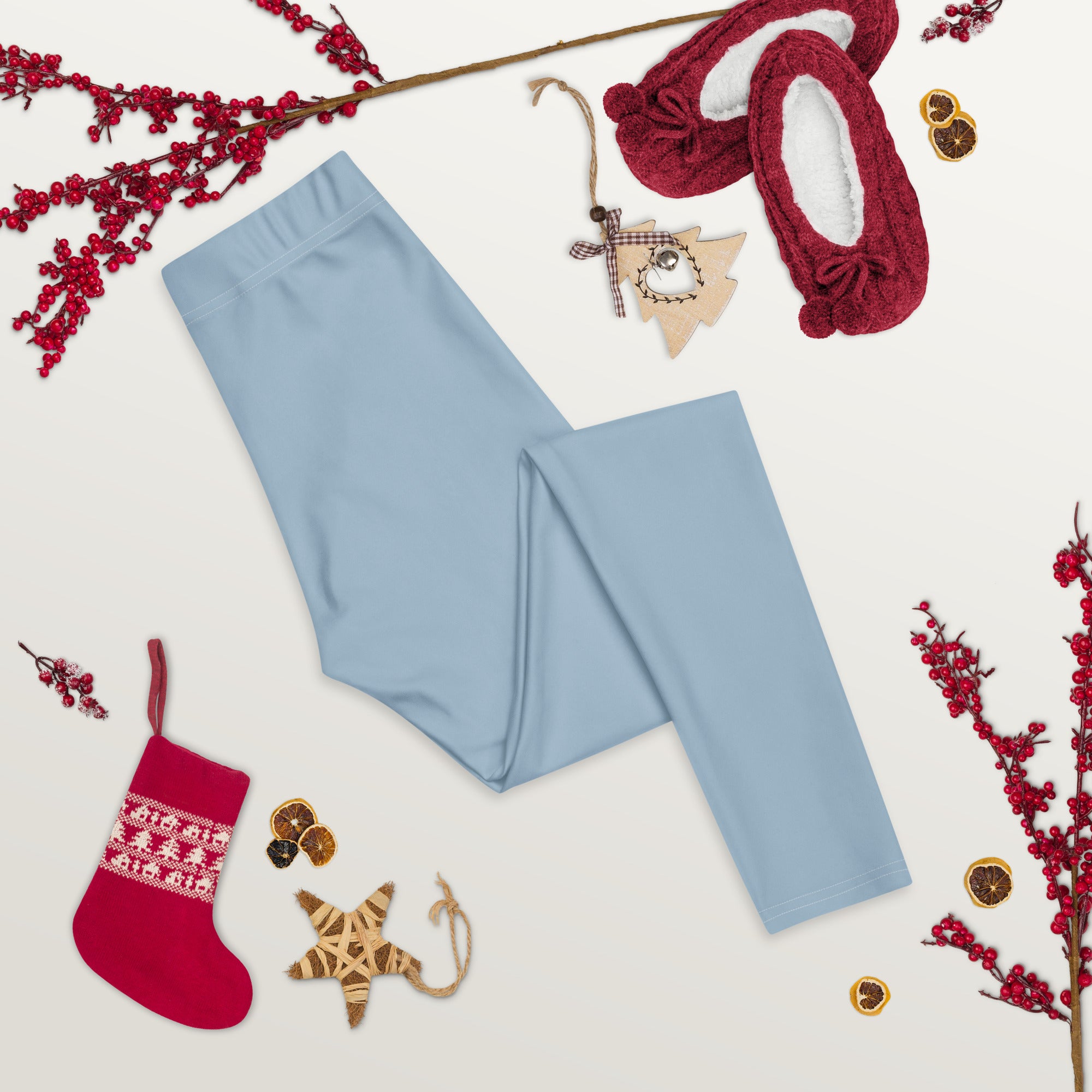 Solid Dusty Chambray Blue Kids Leggings | GearBunch