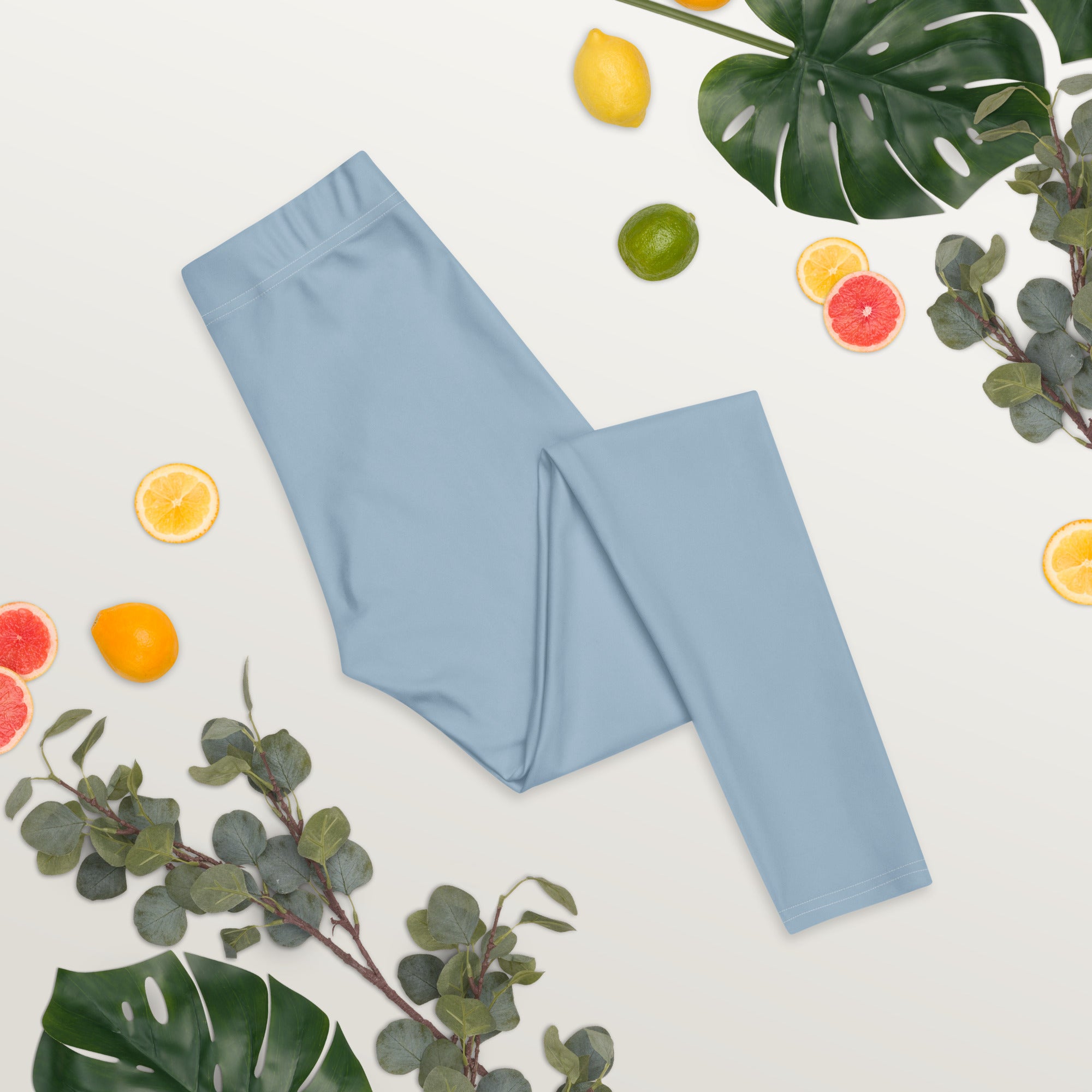 Solid Dusty Chambray Blue Kids Leggings | GearBunch