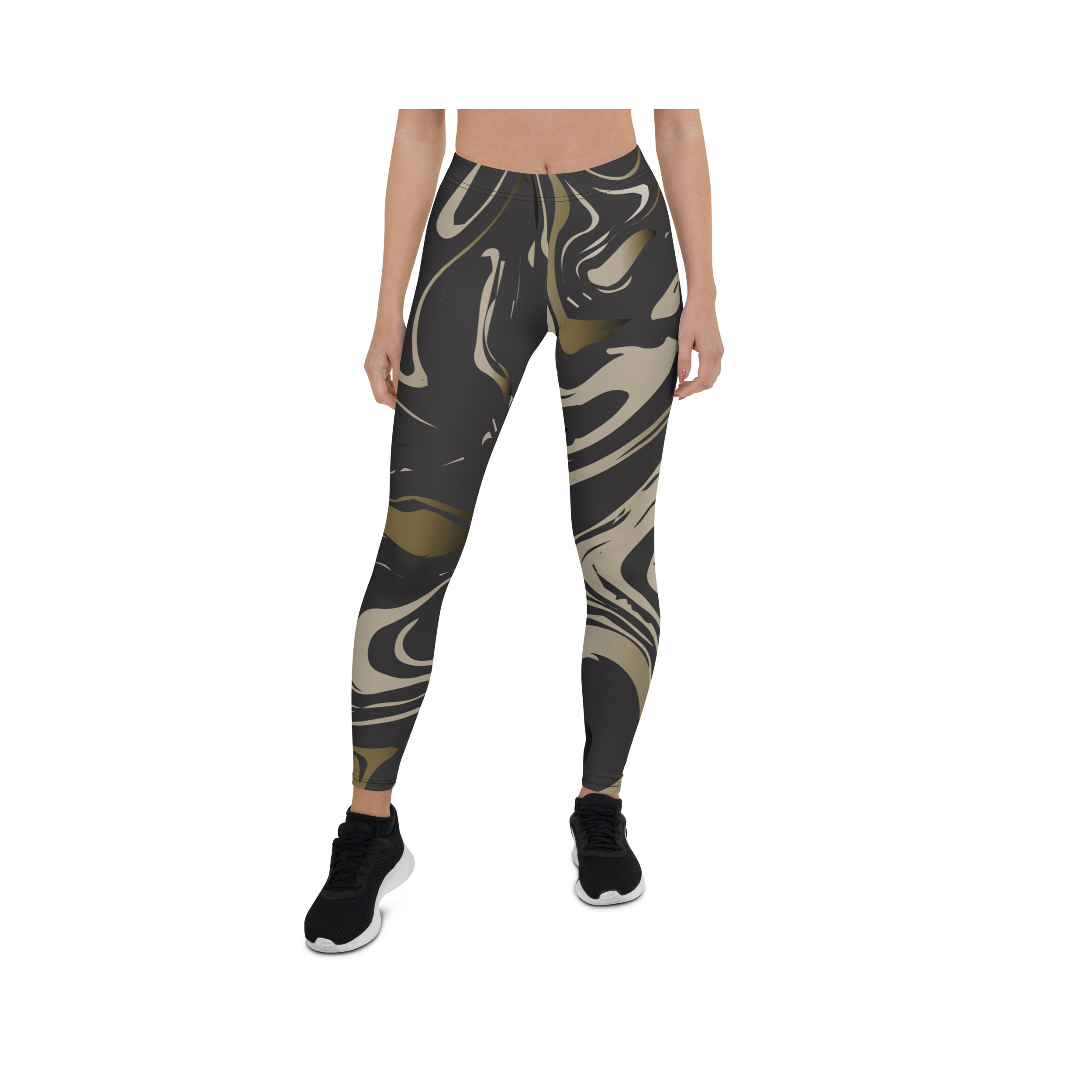 Black and Gold Marble Leggings | GearBunch