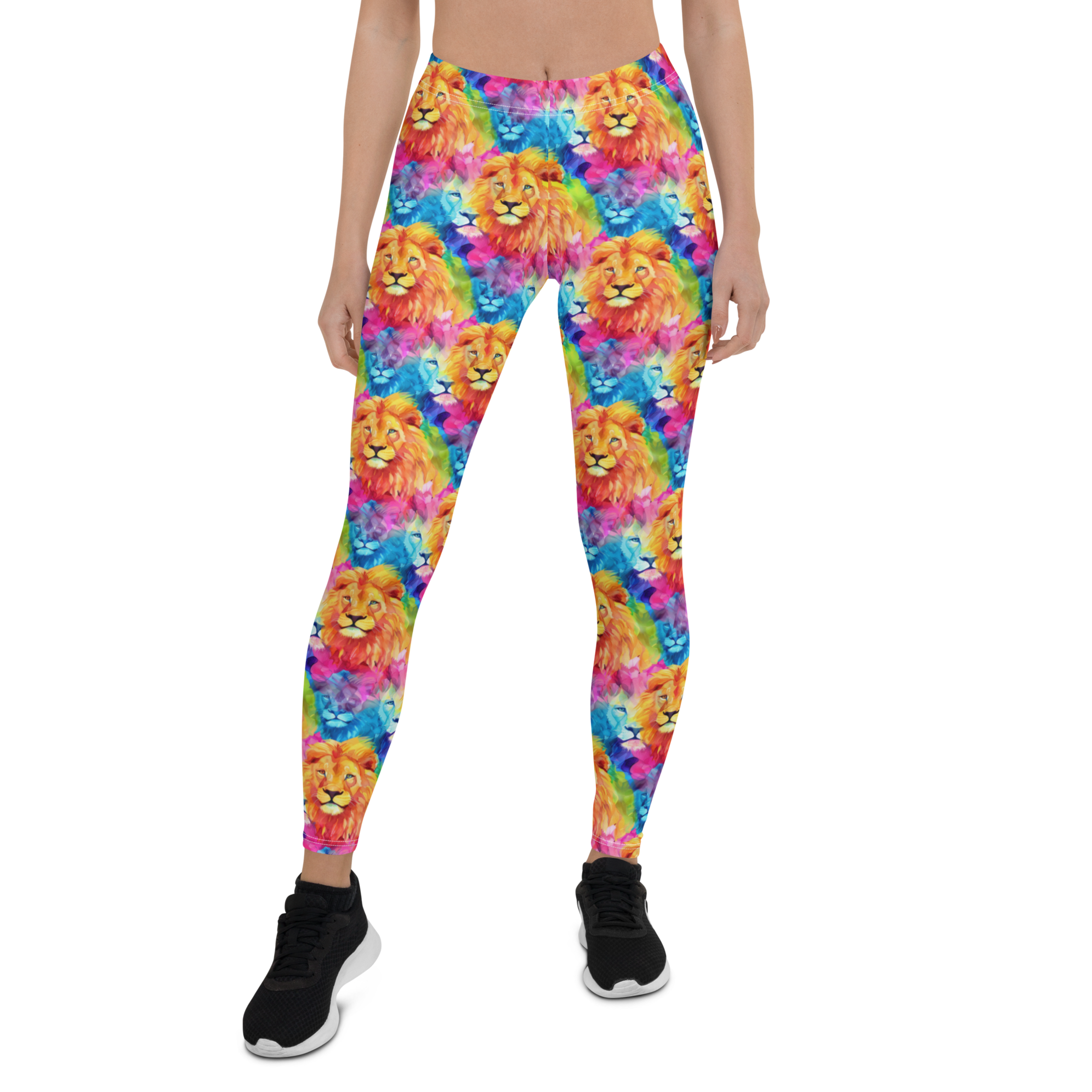 Bright Watercolor Lion Leggings | GearBunch