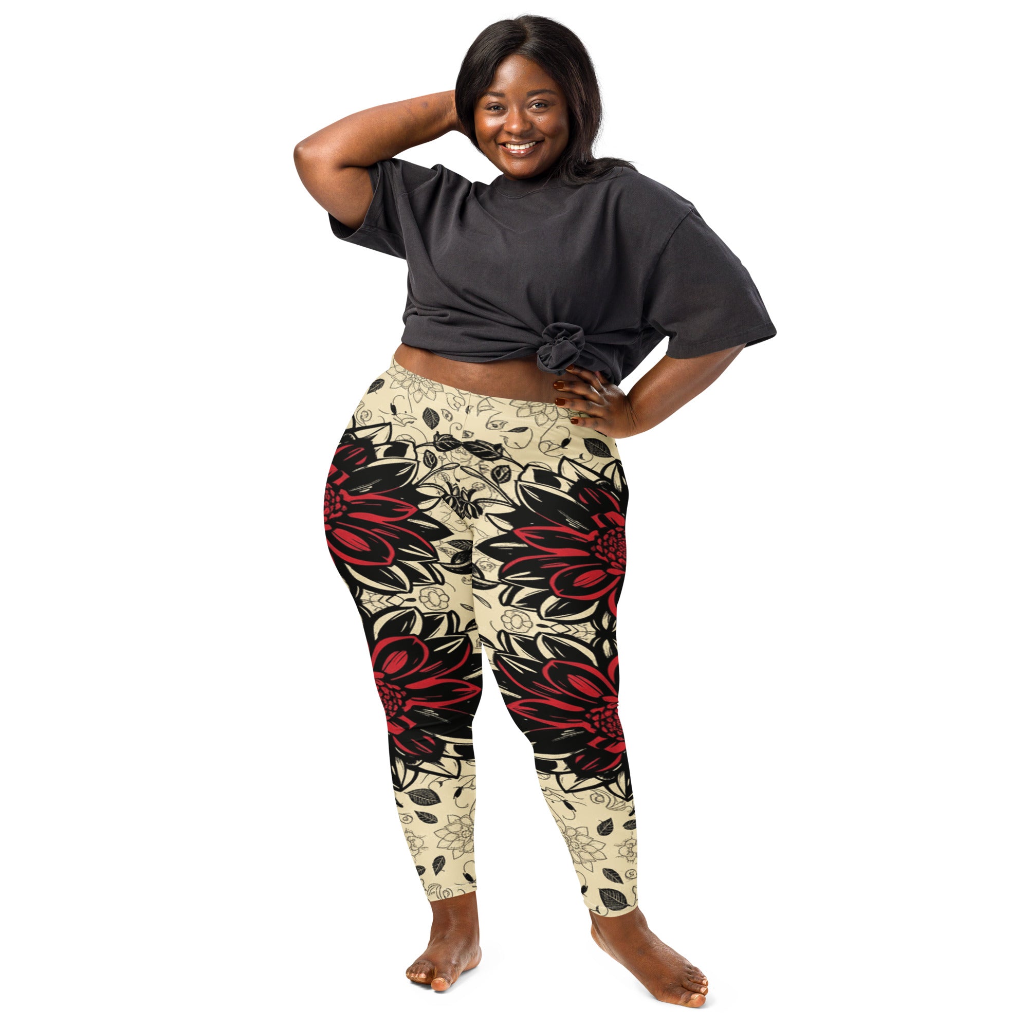 Black Dahlia Bloom Leggings | GearBunch