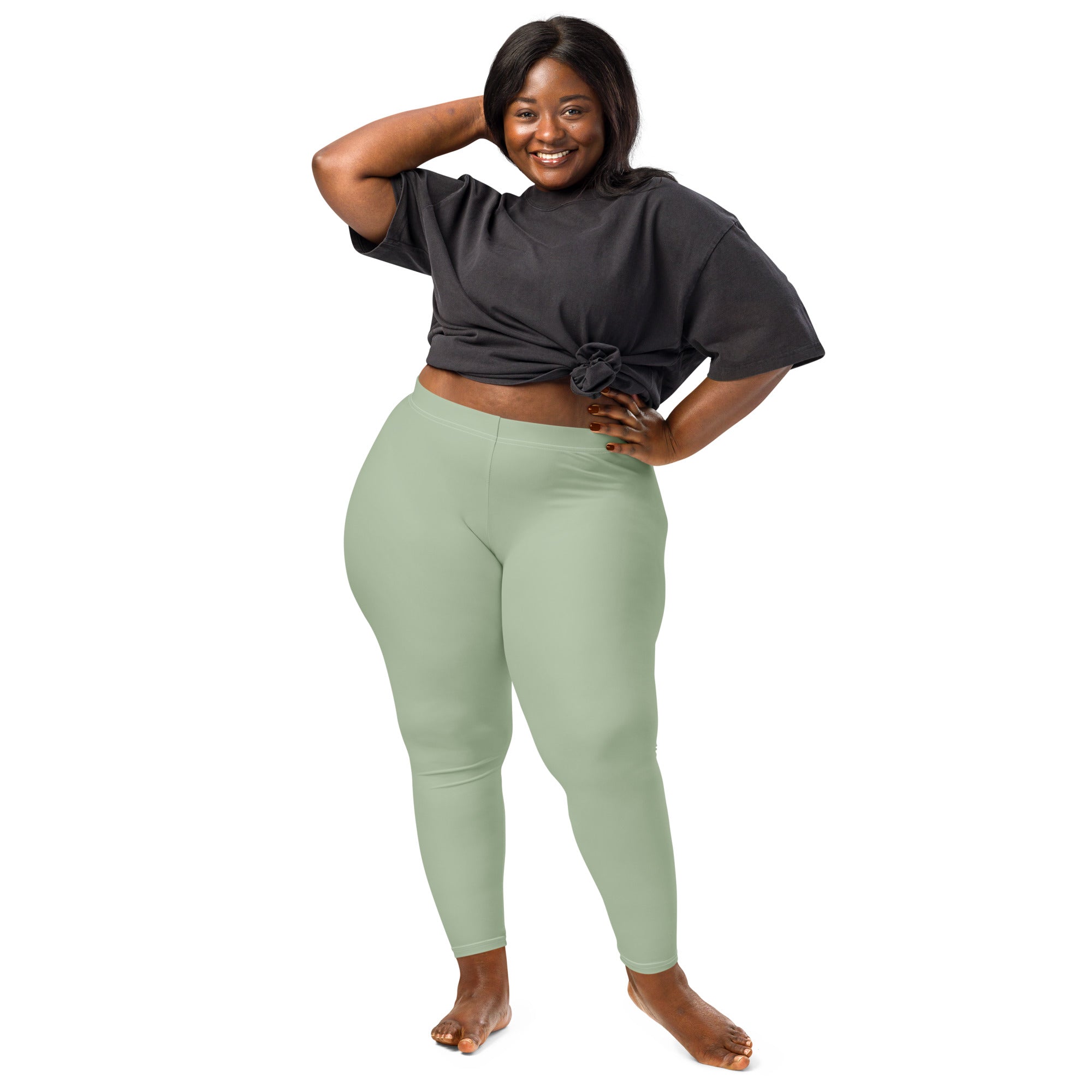 Solid Soft Sage Green Kids Leggings | GearBunch