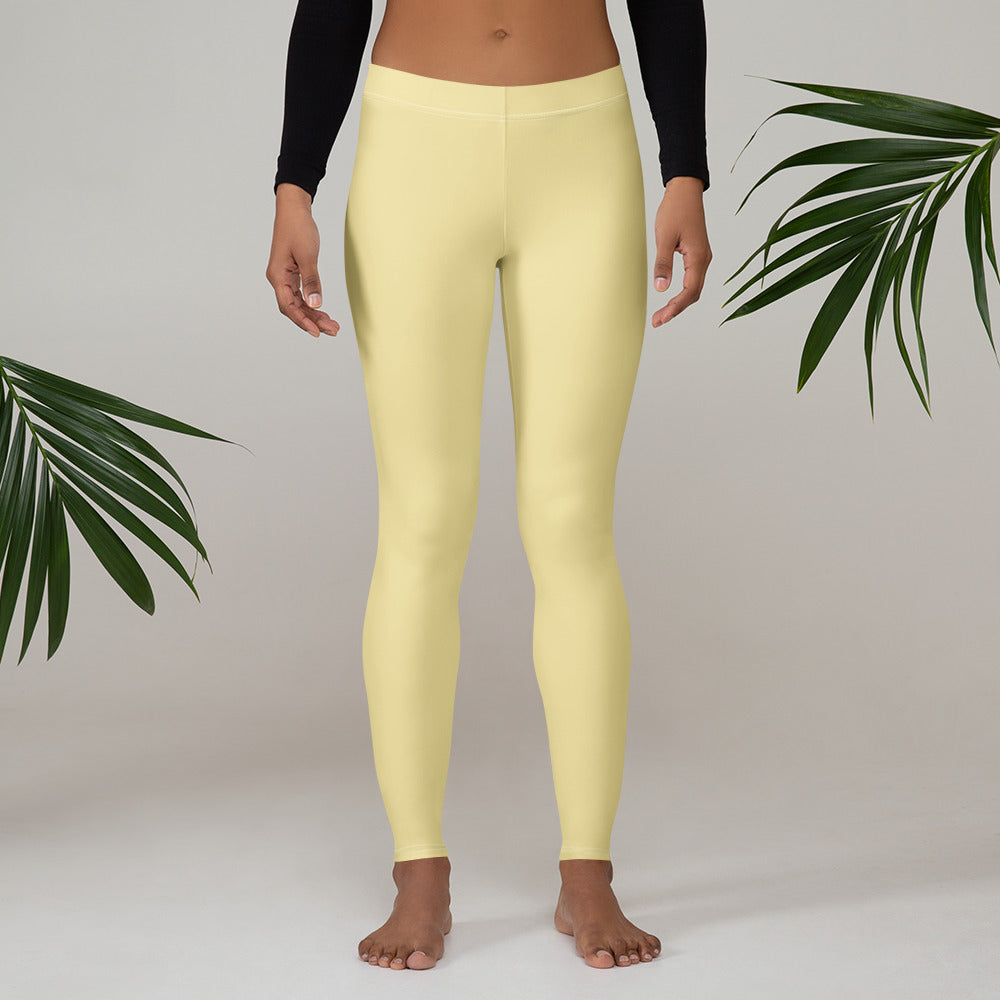 Solid Butter Yellow Kids Leggings | GearBunch