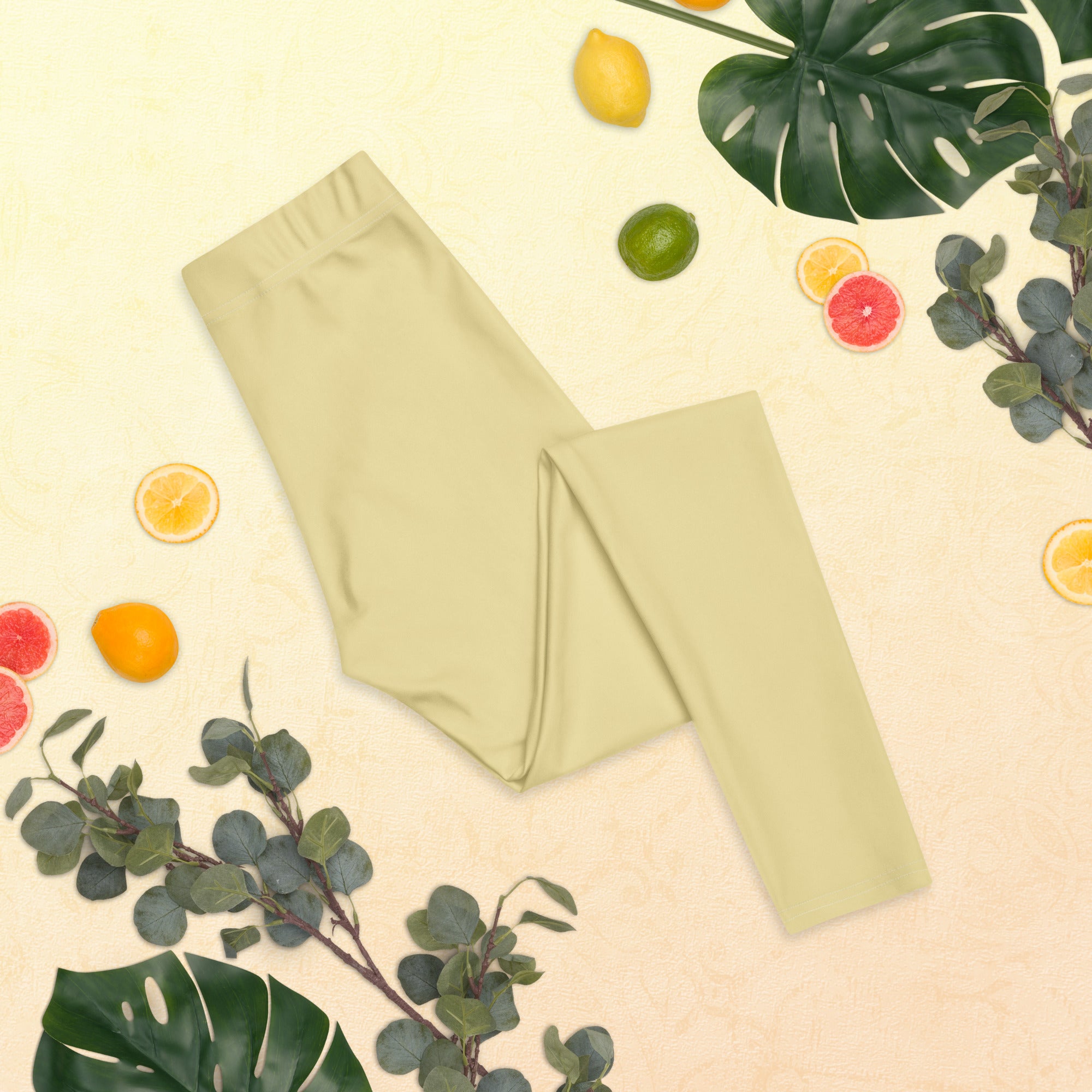 Solid Butter Yellow Kids Leggings | GearBunch