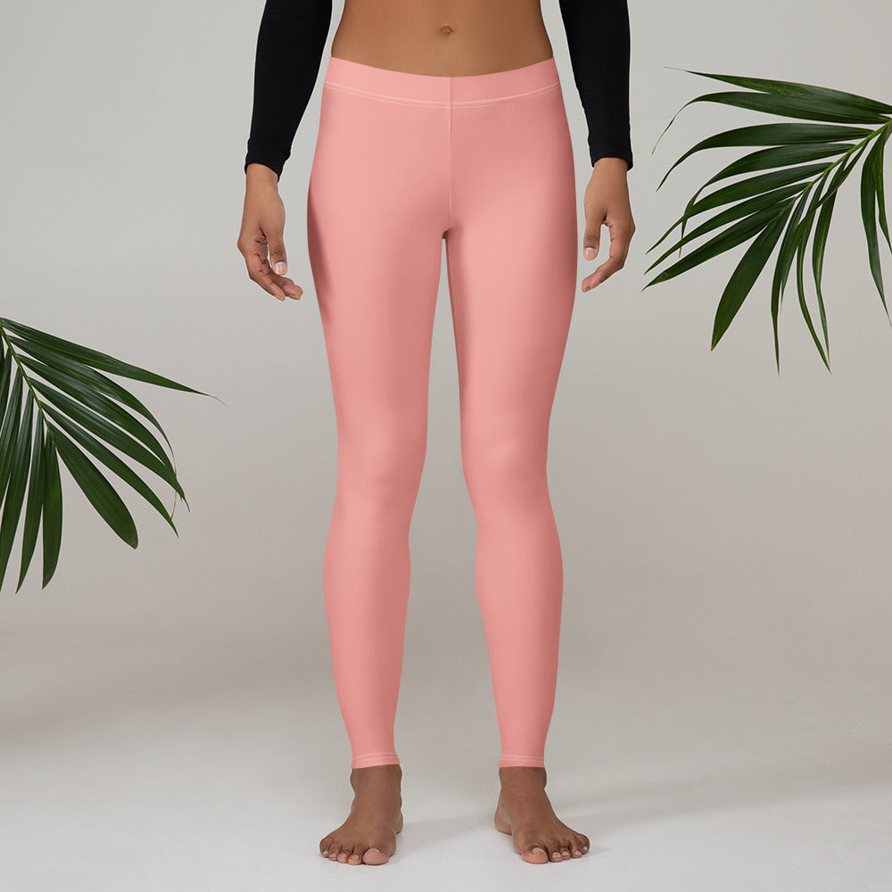 Solid Soft Coral Kids Leggings | GearBunch