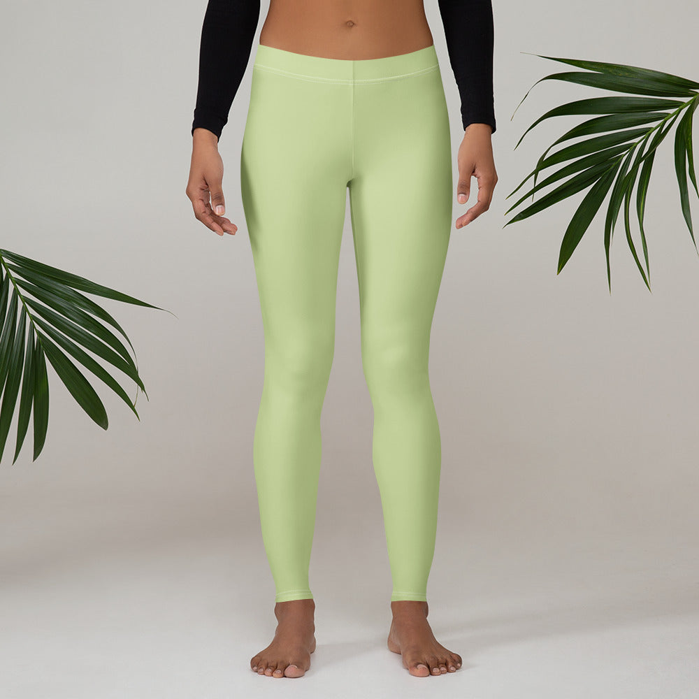 Solid Pistachio Kids Leggings | GearBunch