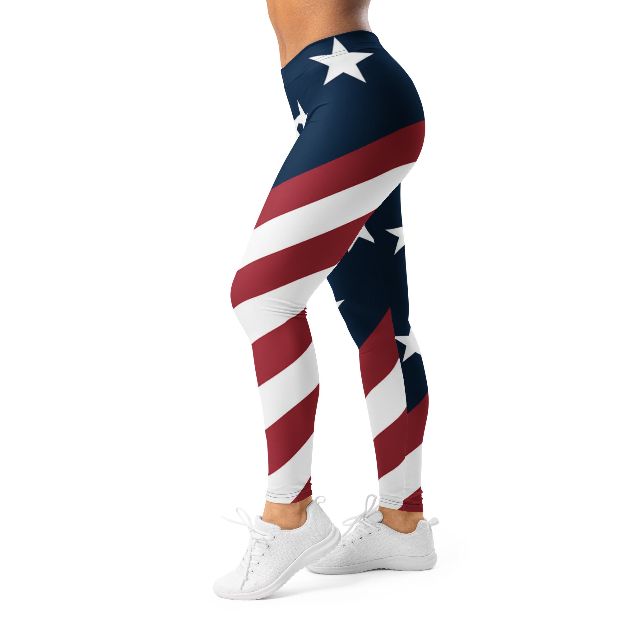 Women's american stars diagonal printed leggings front view