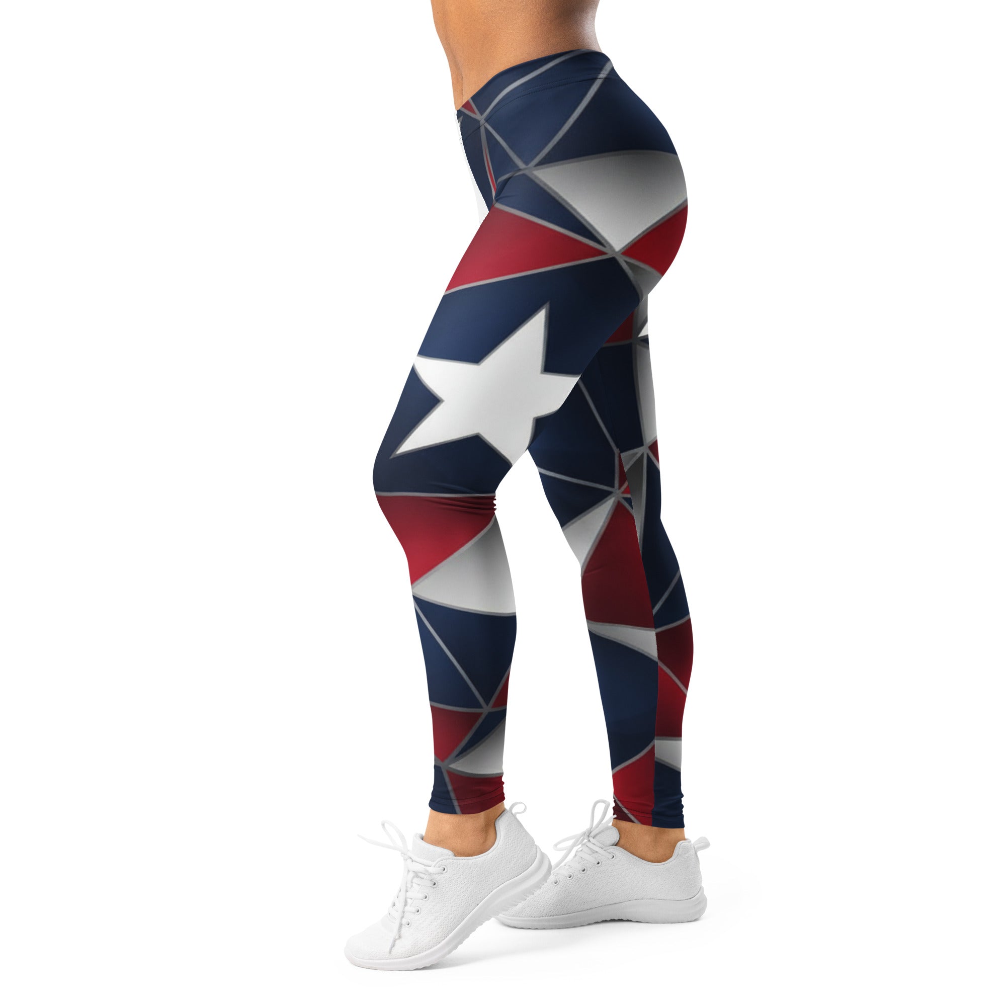 Women's geometric flag prism printed leggings front view