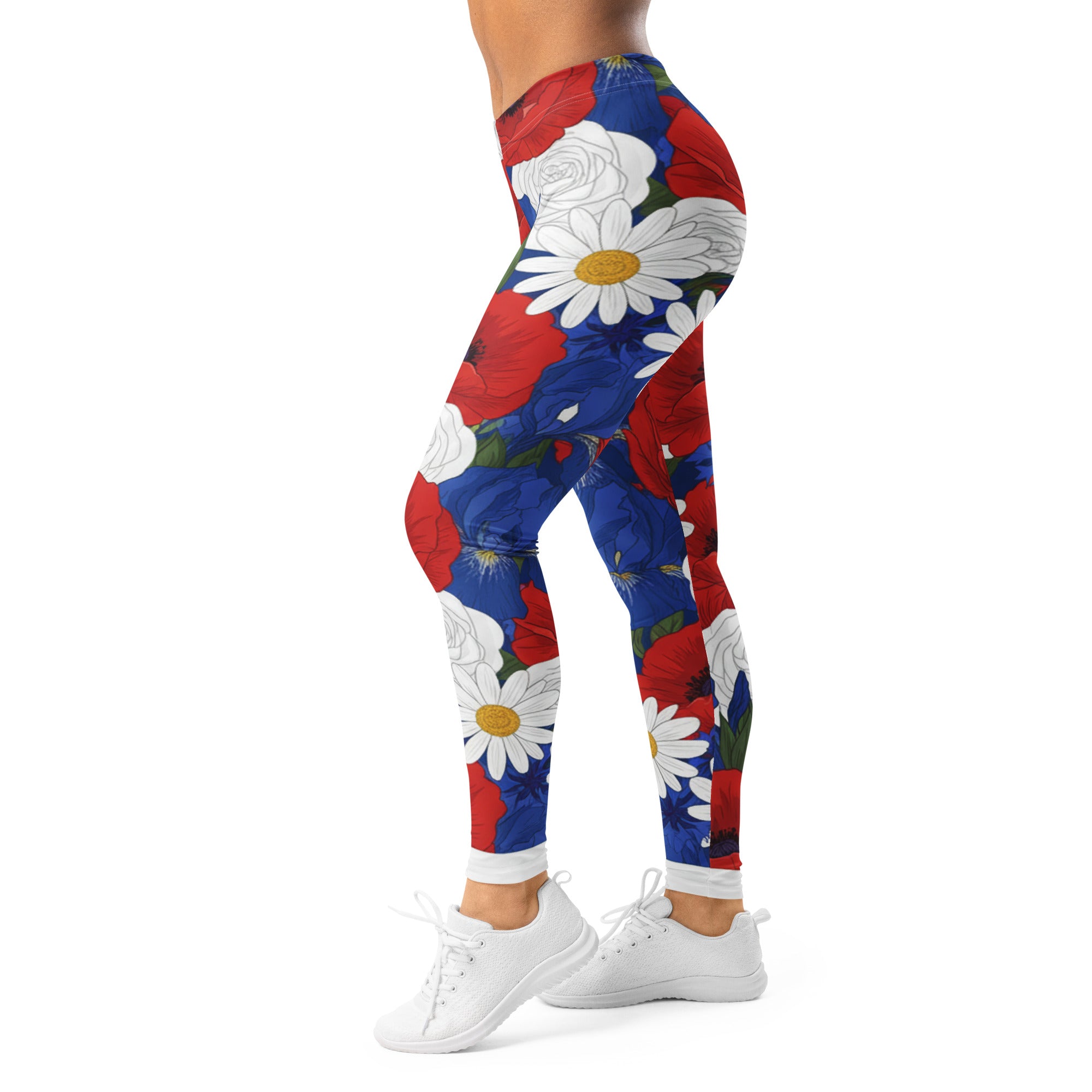 Women's wildflower print leggings front view