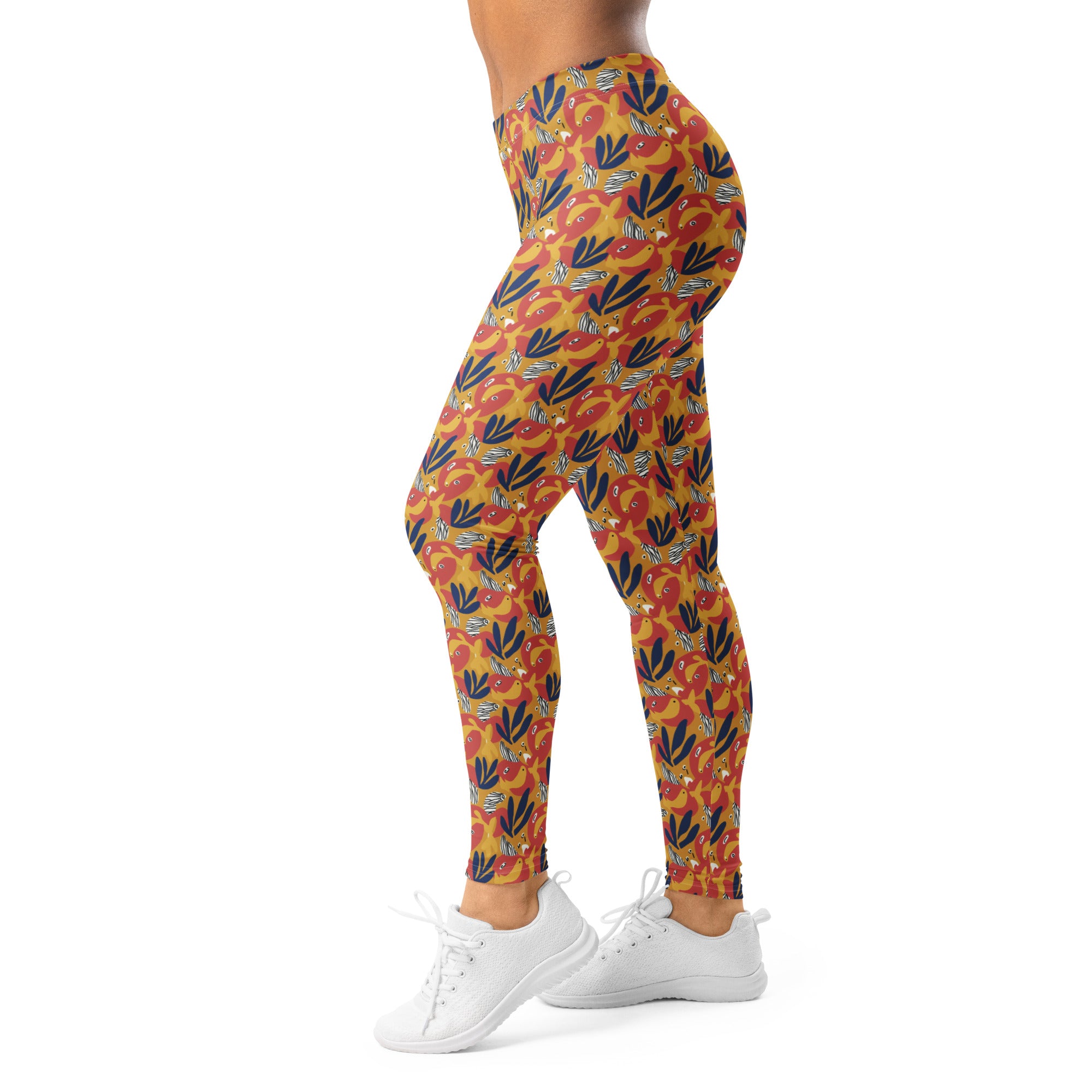 Women's goldfish print leggings front view