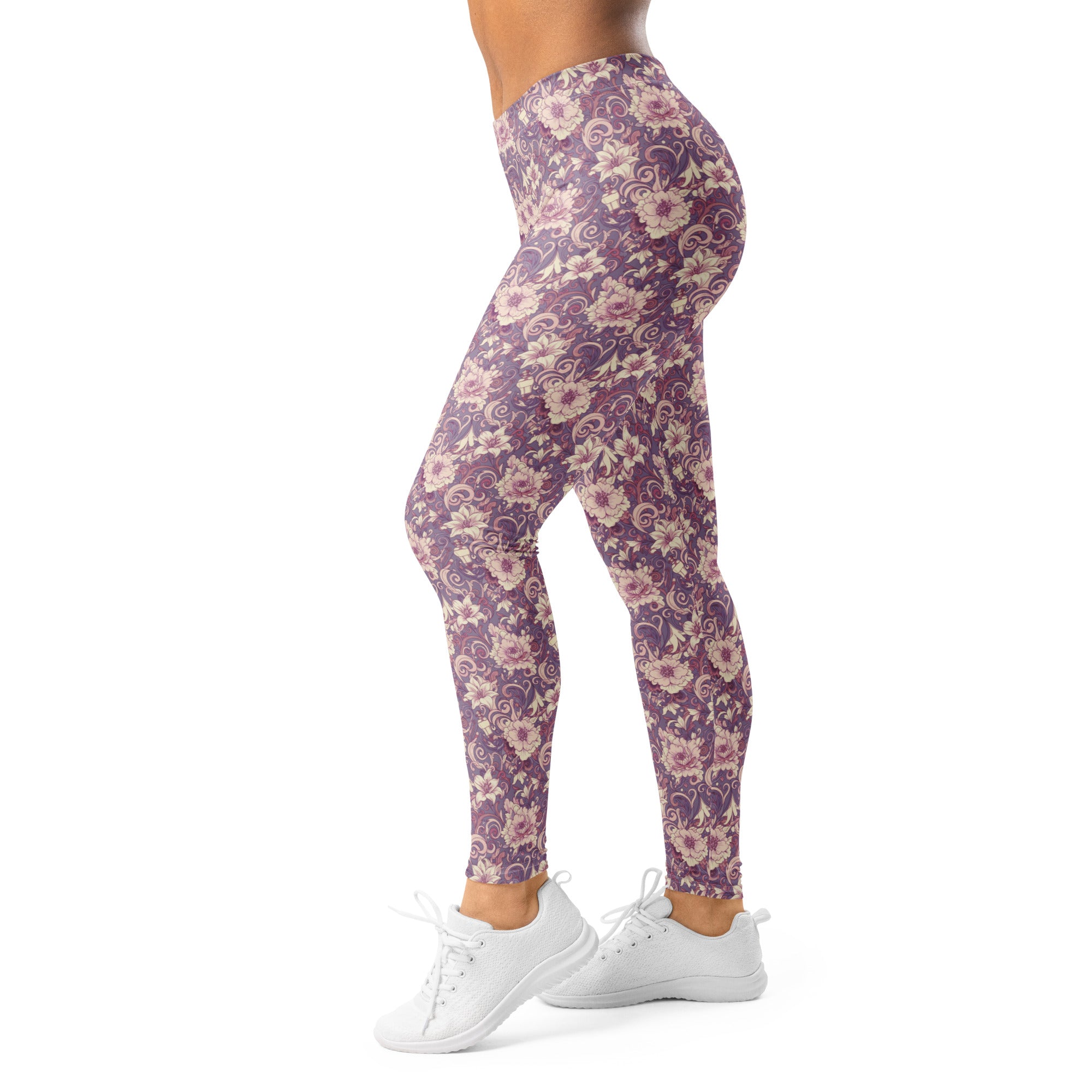 Women's vintage fashion cover printed leggings front view