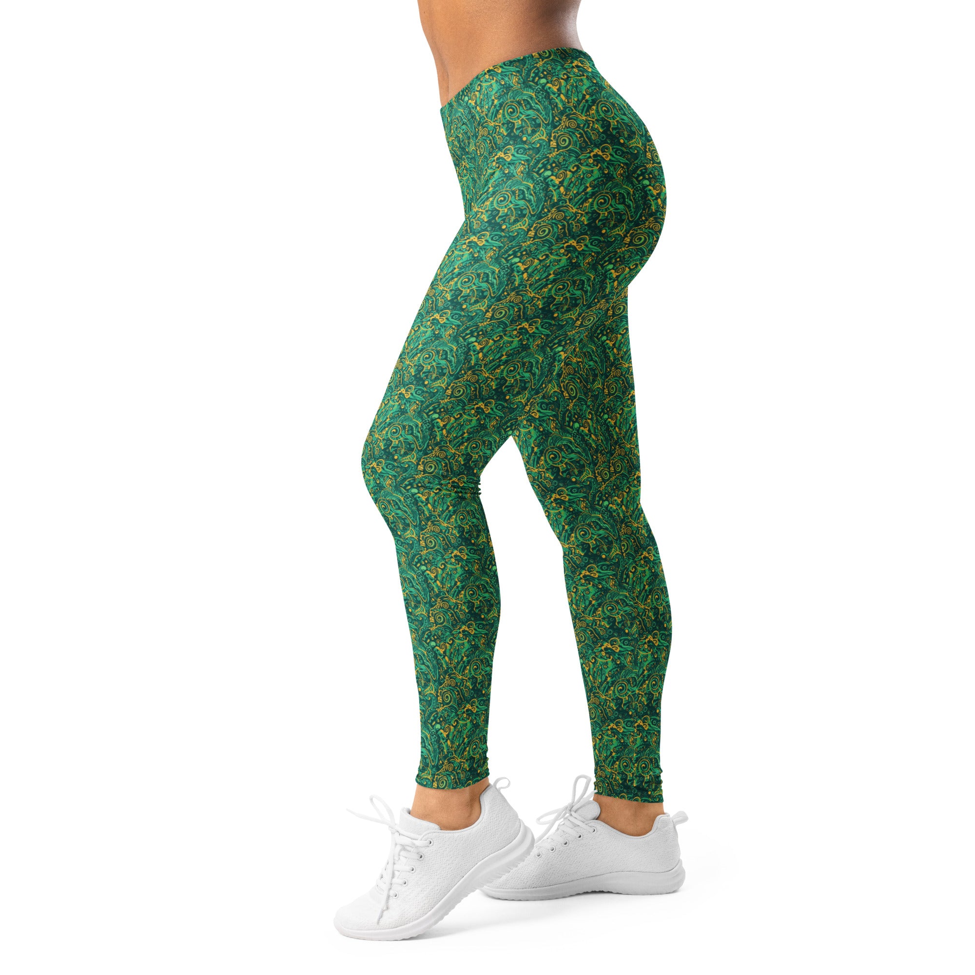 Women's fantasy dragon hills printed leggings front view