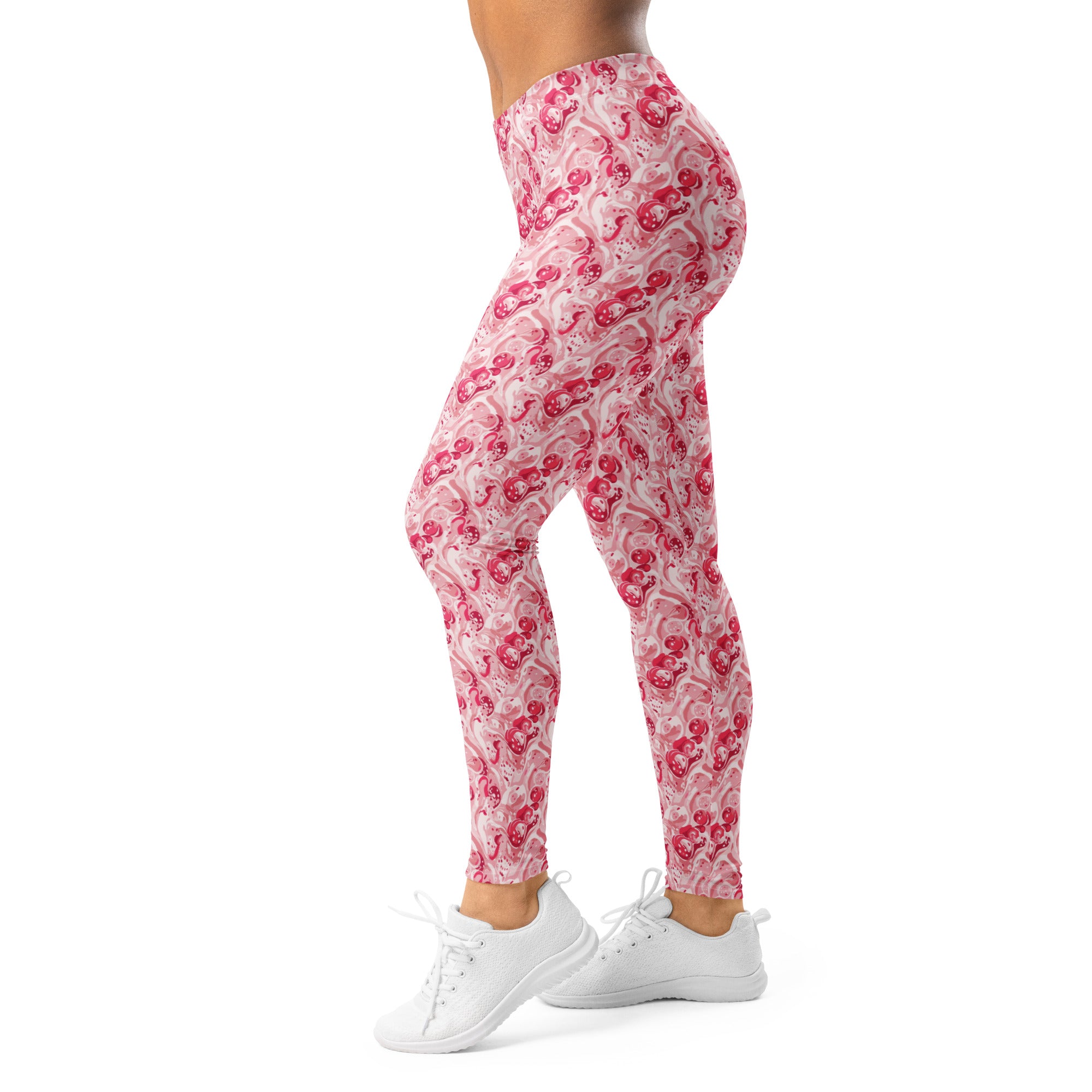 Women's cherry strawberry cream leggings front view