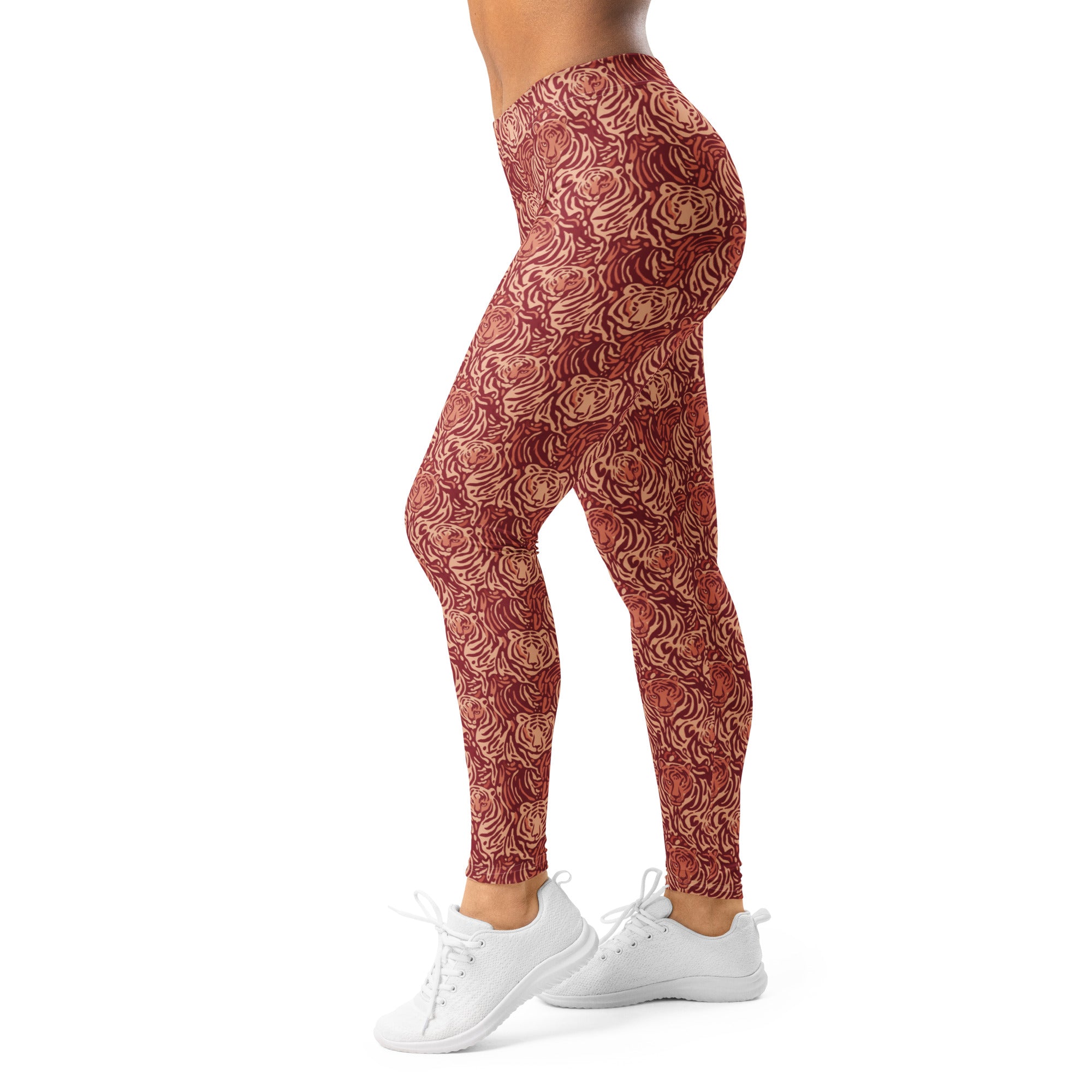 Women's striped vintage tiger leggings front view